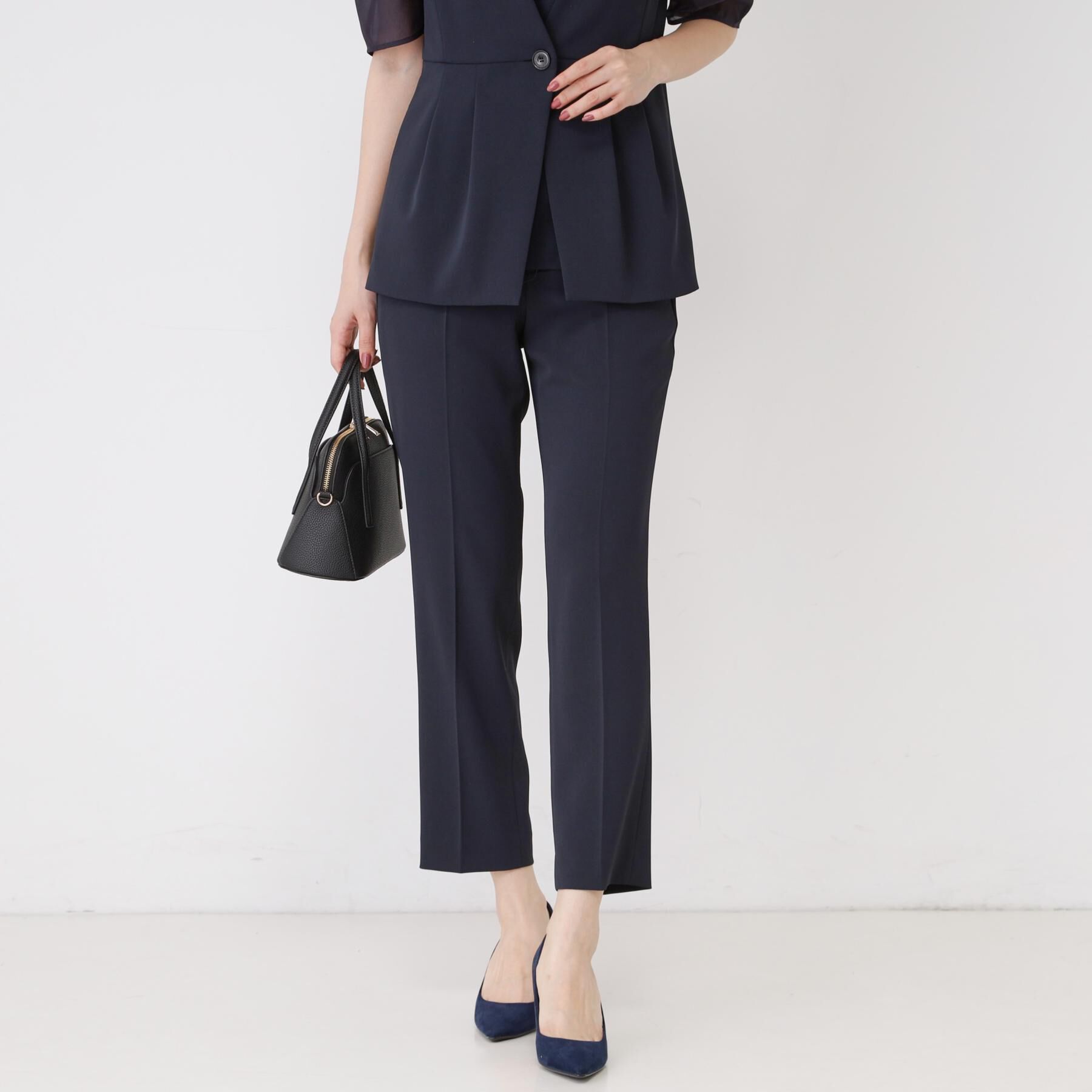 COUP DE CHANCE「【手洗い可／日本製／スーツ可】センタープレステーパードパンツ」|その他|ネイビー(094)