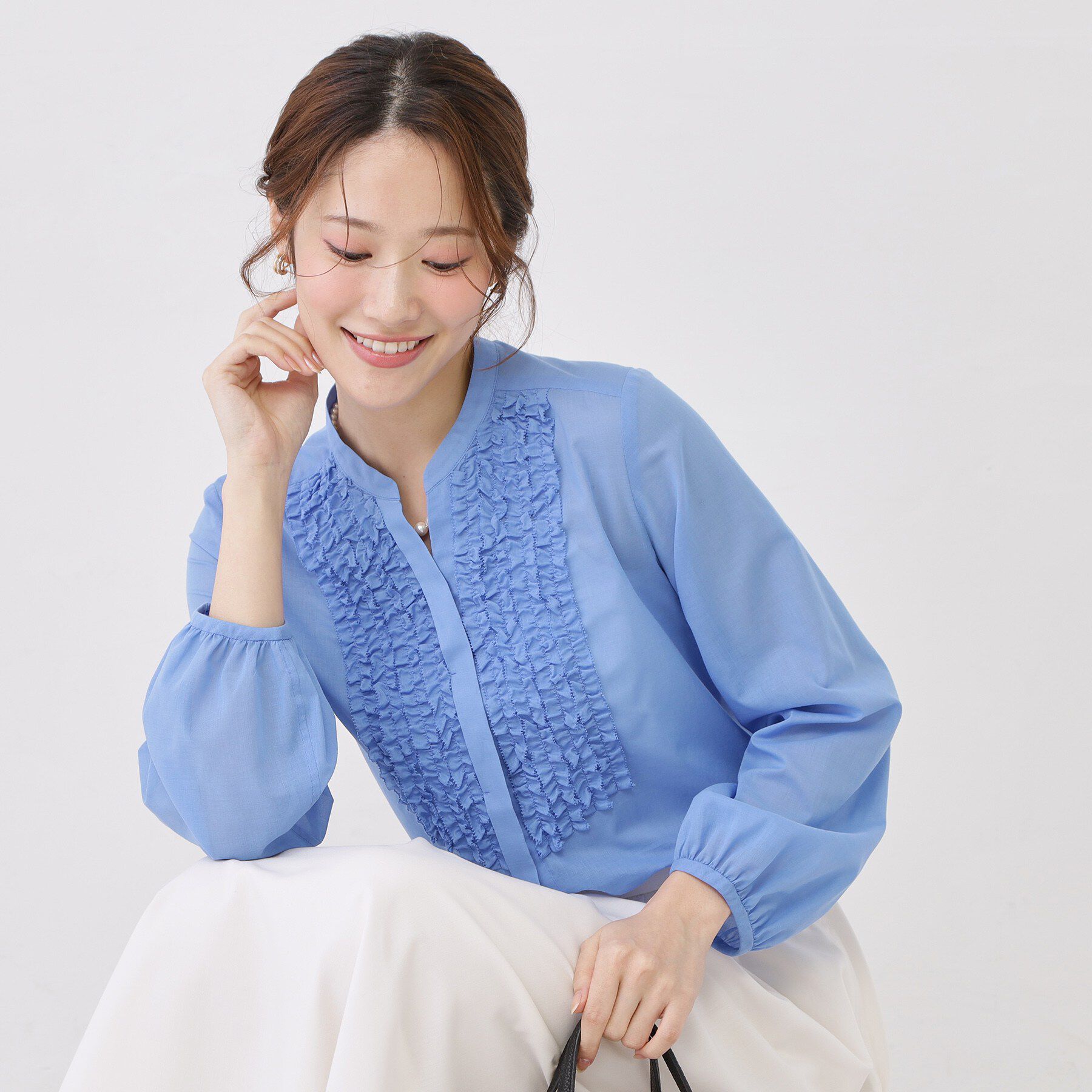 COUP DE CHANCE「【手洗い可/きれいめ】シアーローンフリルブラウス」|シャツ・ブラウス|