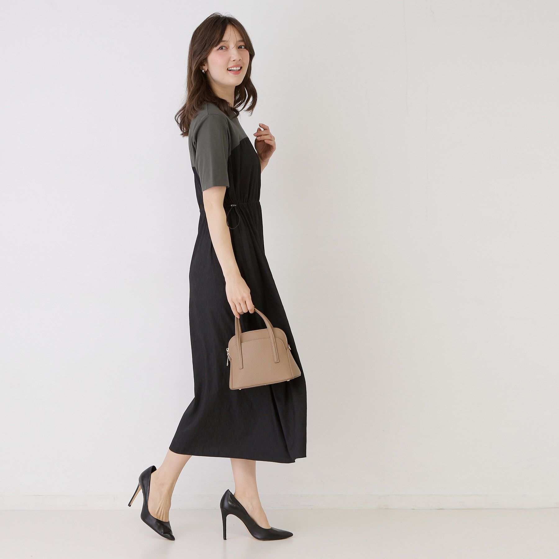 COUP DE CHANCE「【手洗い可】異素材ドッキングワンピース」|ワンピース|