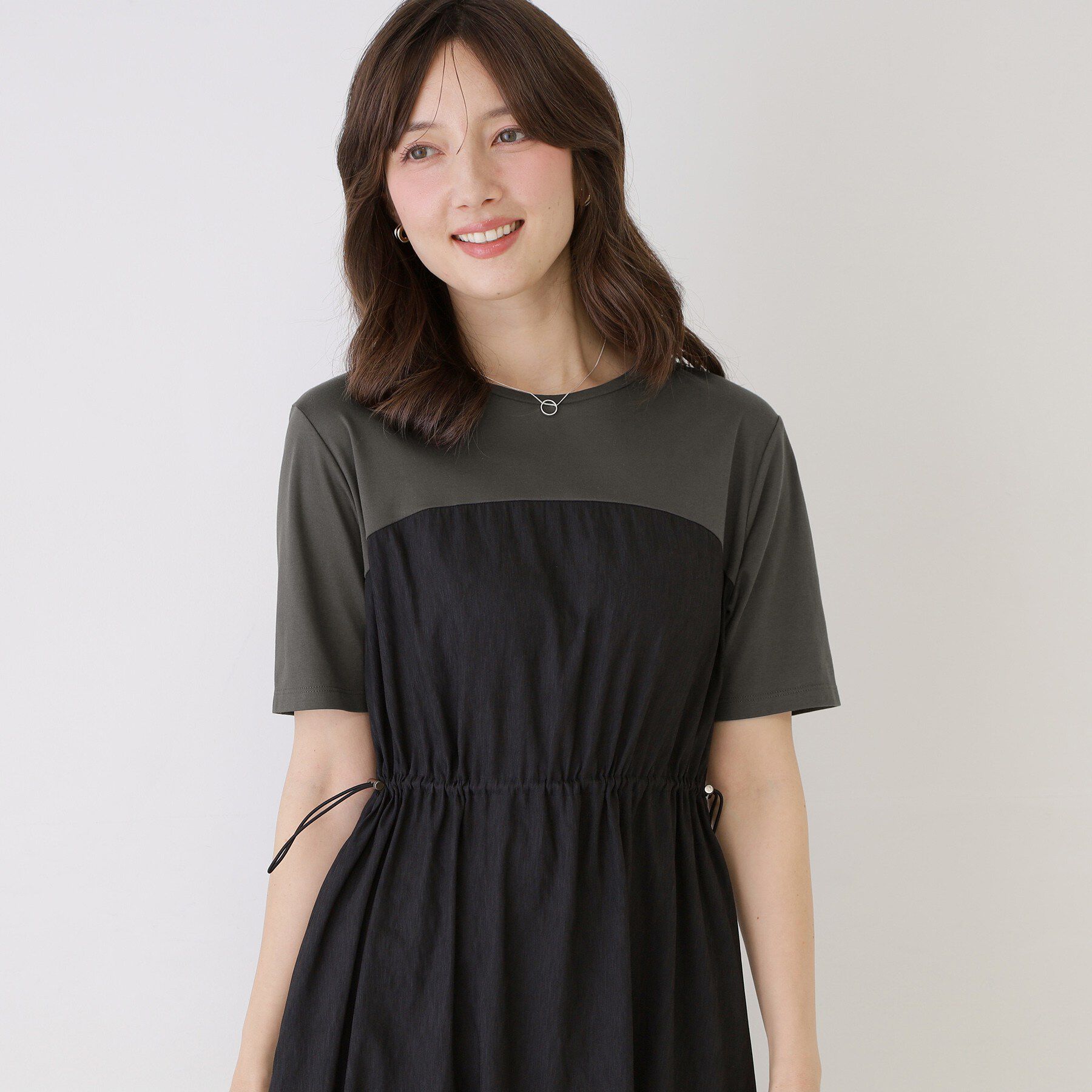COUP DE CHANCE「【手洗い可】異素材ドッキングワンピース」|ワンピース|
