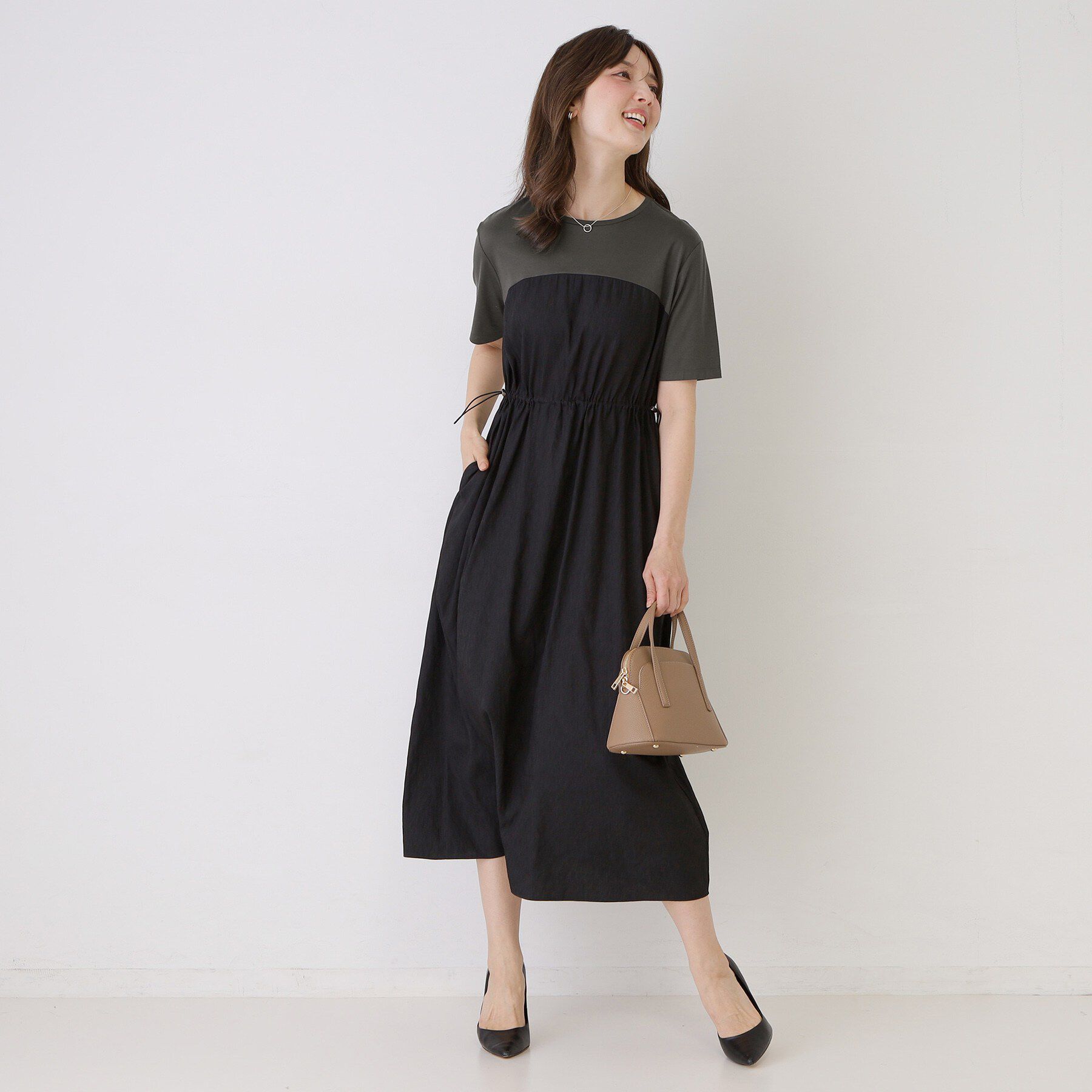 COUP DE CHANCE「【手洗い可】異素材ドッキングワンピース」|ワンピース|