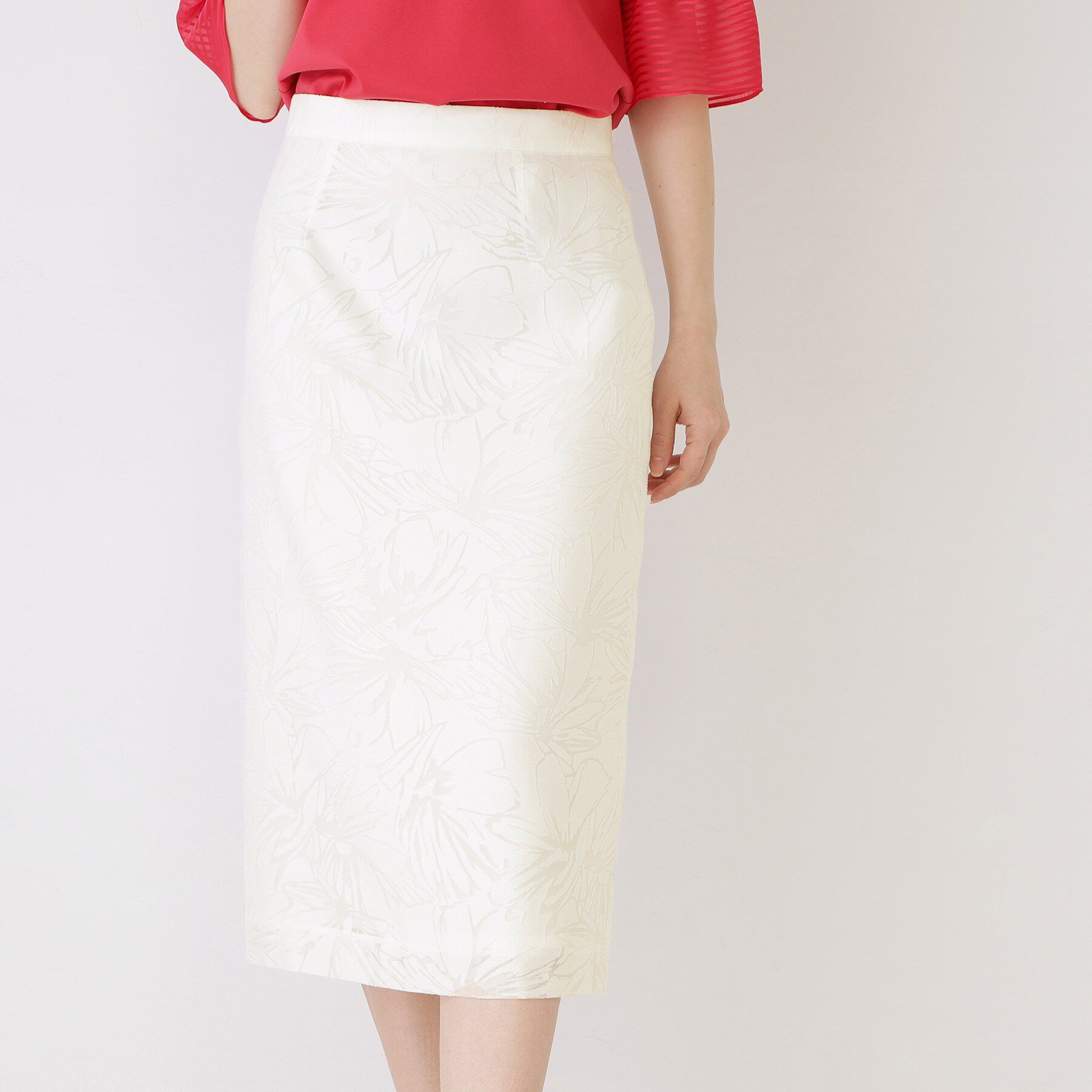 COUP DE CHANCE「【手洗い可／日本製／セットアップ可】オパール加工タイトスカート」|スカート|ホワイト(101)