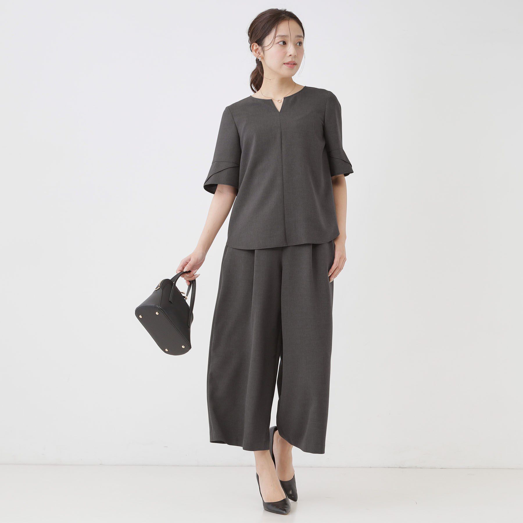 COUP DE CHANCE「【手洗い可／日本製／セットアップ可】キーネックブラウス」|シャツ・ブラウス|