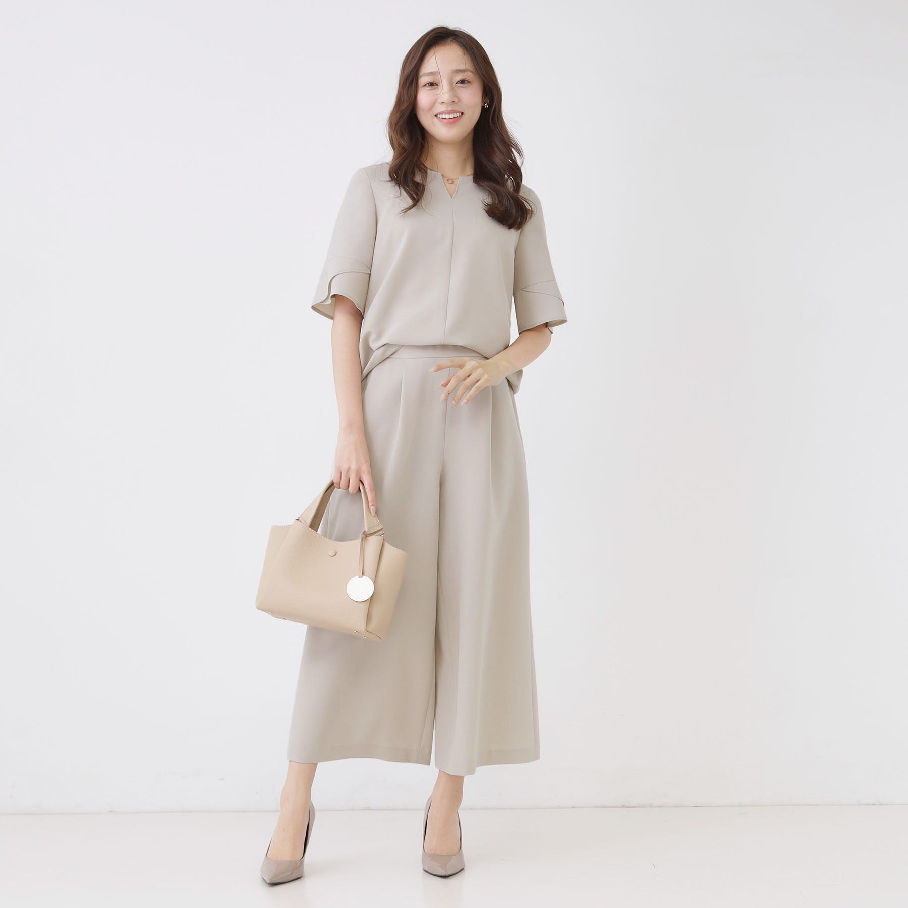 COUP DE CHANCE「【手洗い可／日本製／セットアップ可】キーネックブラウス」|シャツ・ブラウス|