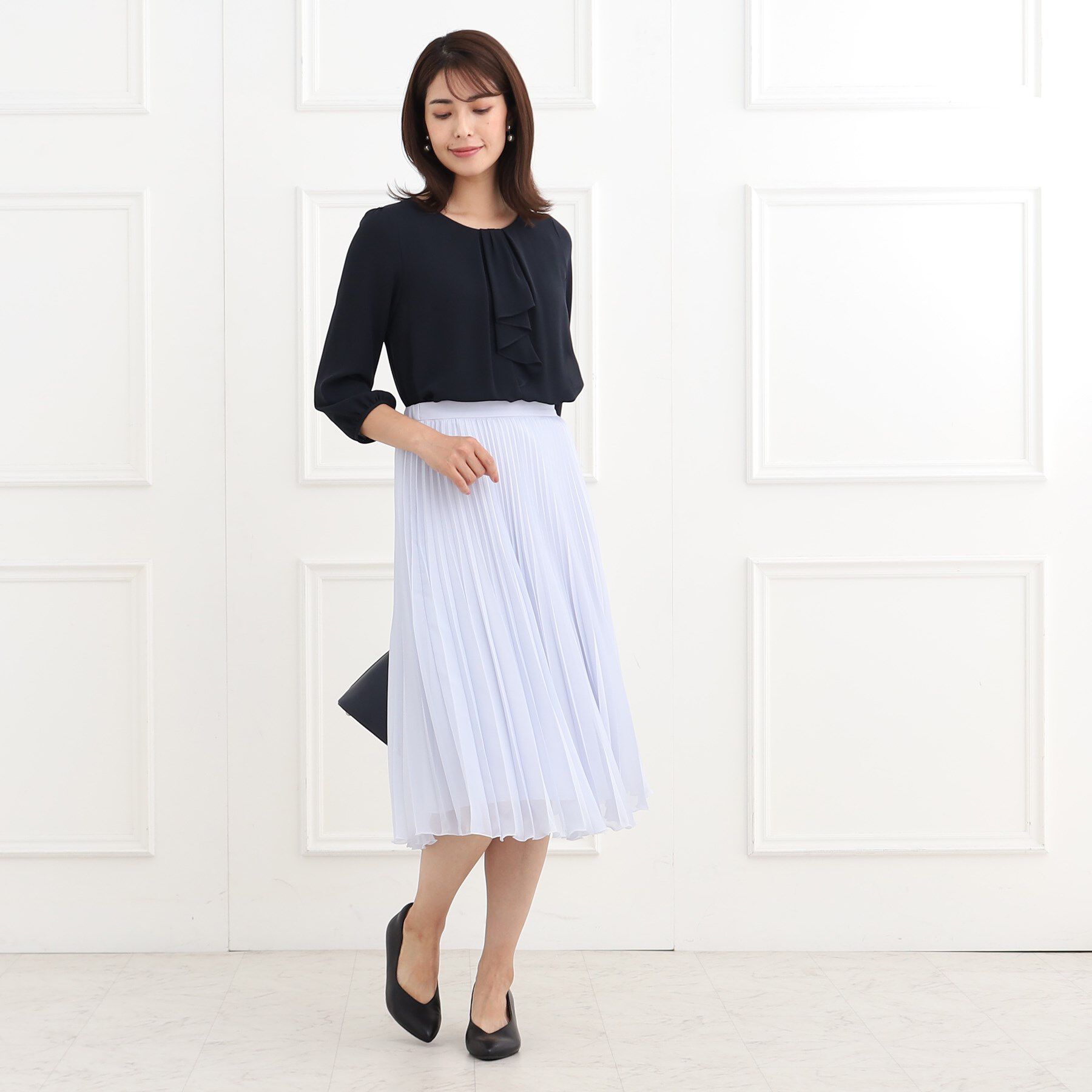 Reflect「【夏SALE／フォーマル/マシンウォッシュ可】フロントラッフルディティールブラウス」|シャツ・ブラウス|