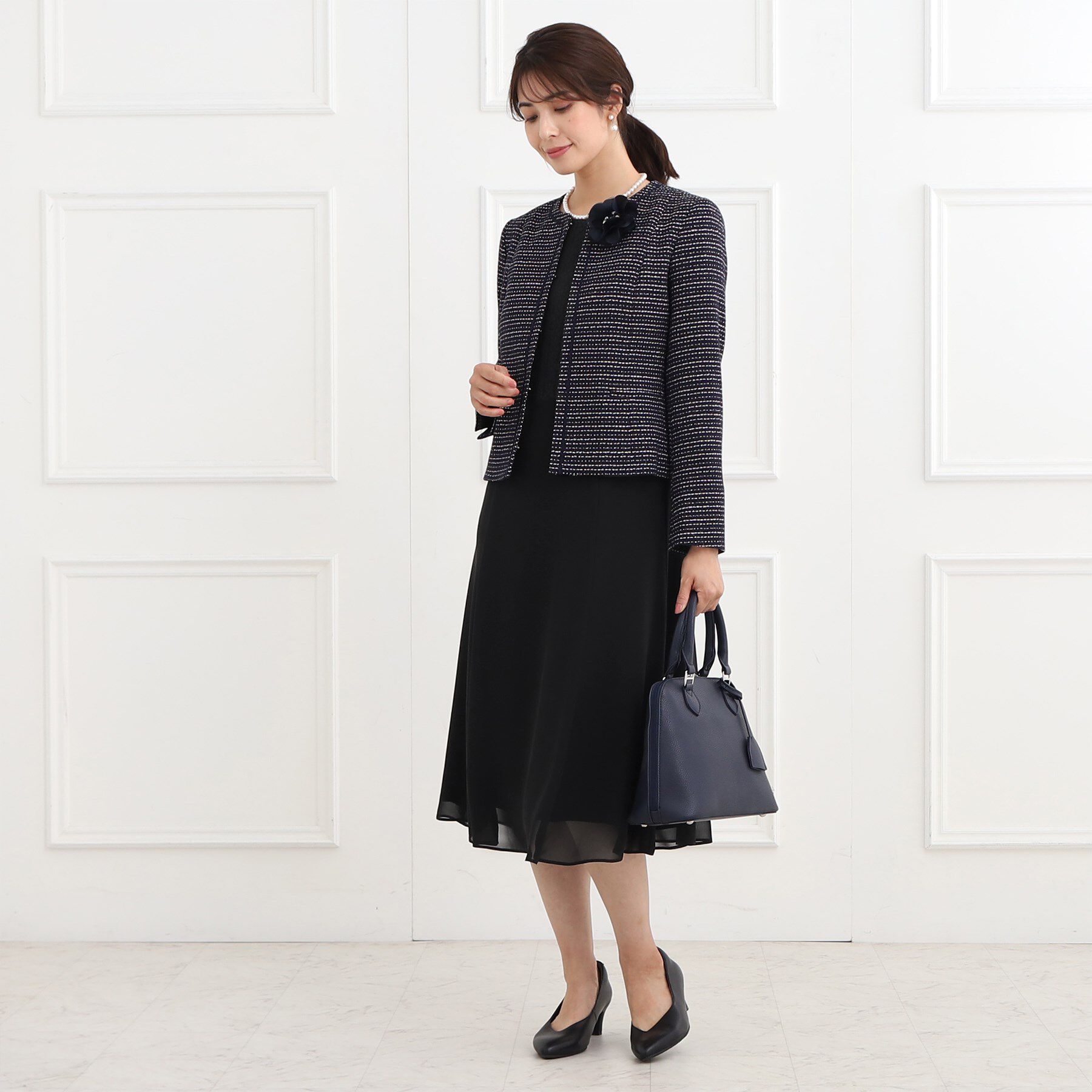 Reflect「【フォーマル/洗える】フロントレースジョーゼットワンピース」|ワンピース|