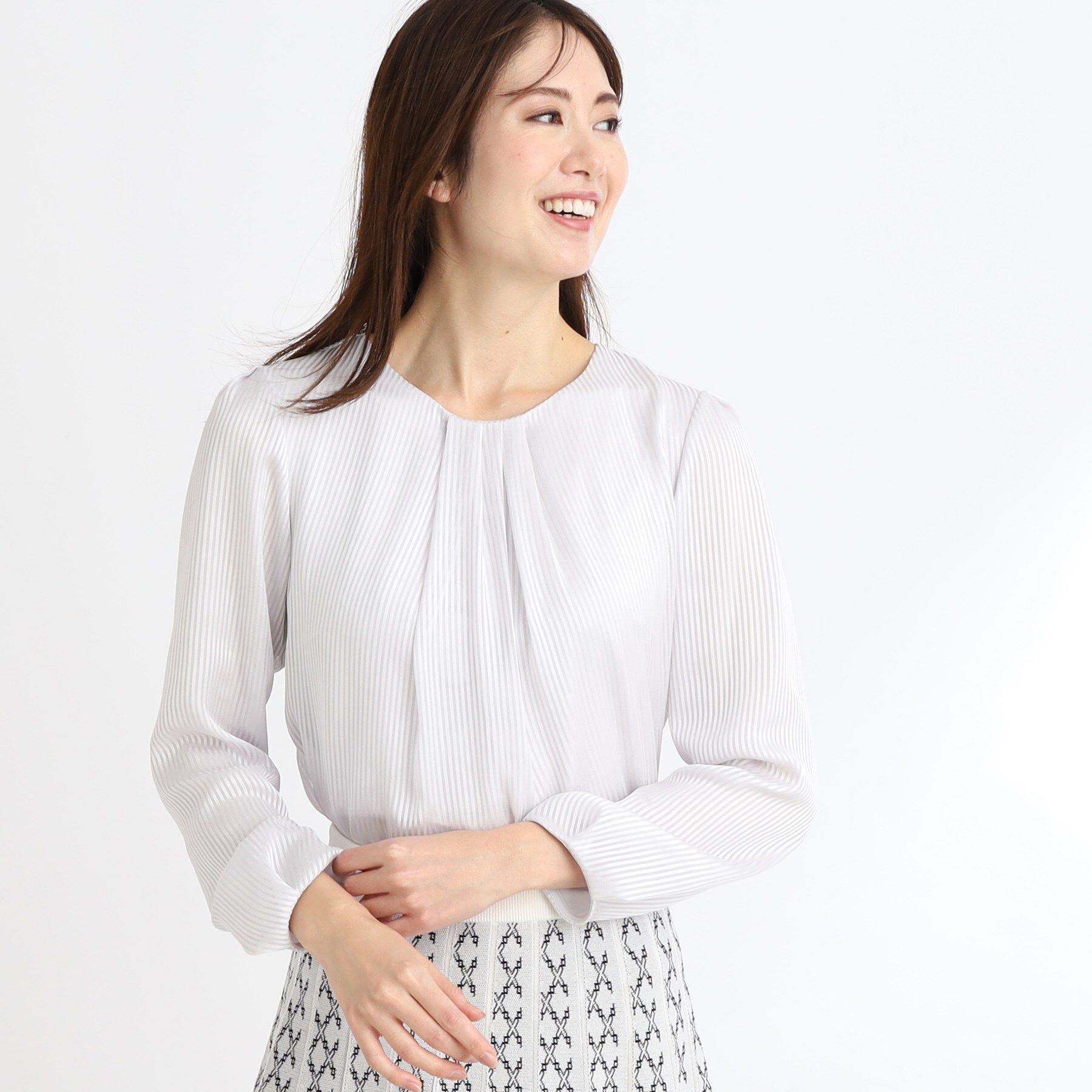 Reflect「【手洗い可】シアーシャドーストライプブラウス」|シャツ・ブラウス|