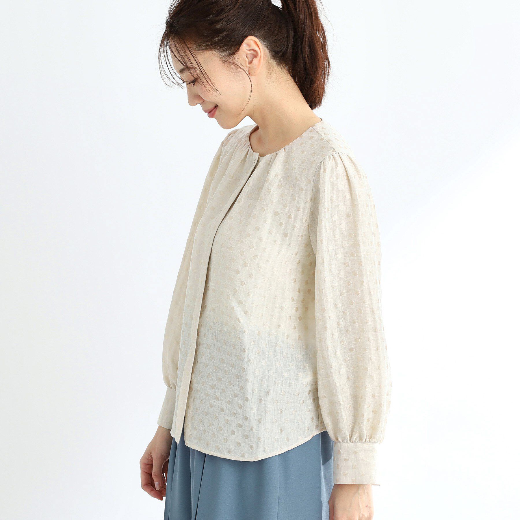Reflect「【手洗い可】ドットジャカードブラウス」|シャツ・ブラウス|