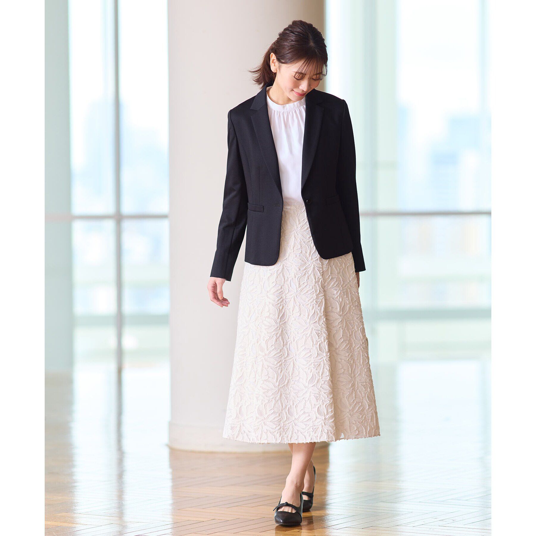 Reflect「【接触冷感／洗える】スタンドネックシャツブラウス」|シャツ・ブラウス|