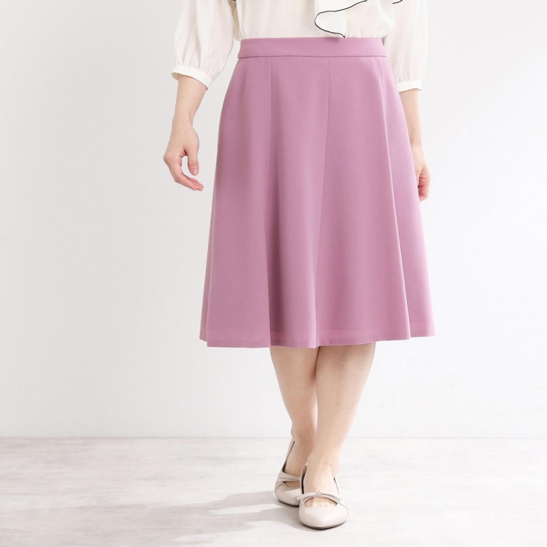 Reflect「【マシンウォッシュ可／細見え】フレアシルエットスカート」|スカート|ピンク(072)