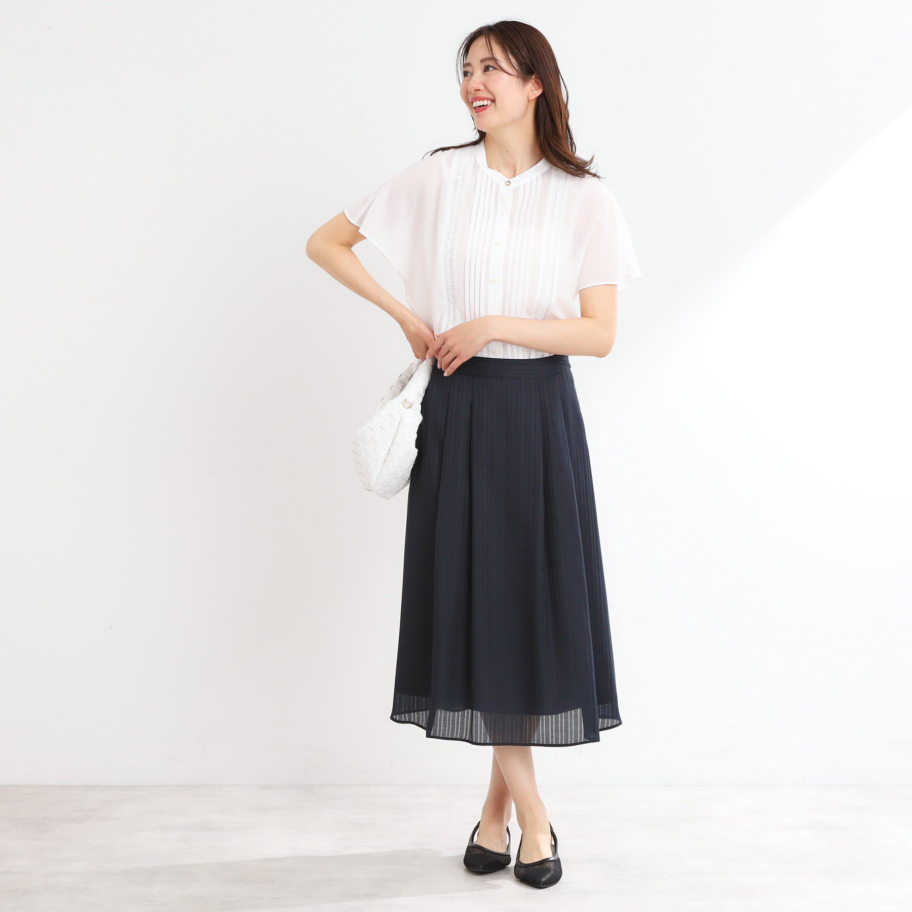 Reflect「【マシンウォッシュ可】Aラインストライプスカート」|スカート|