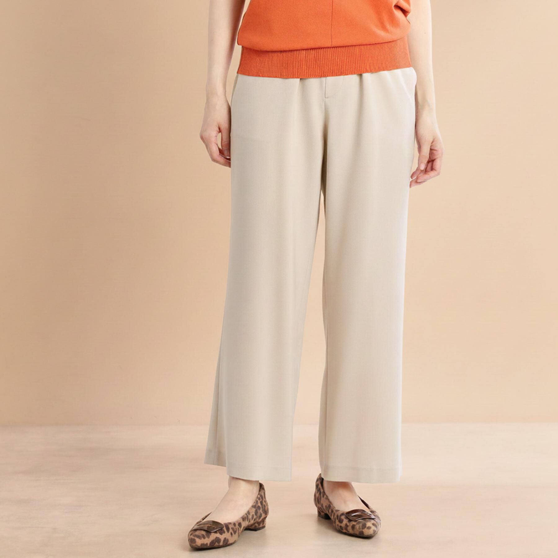 Reflect「【接触冷感／マシンウォッシュ可／ウエスト総ゴム】ワイドシルエットパンツ」|その他|ピンクベージュ(05