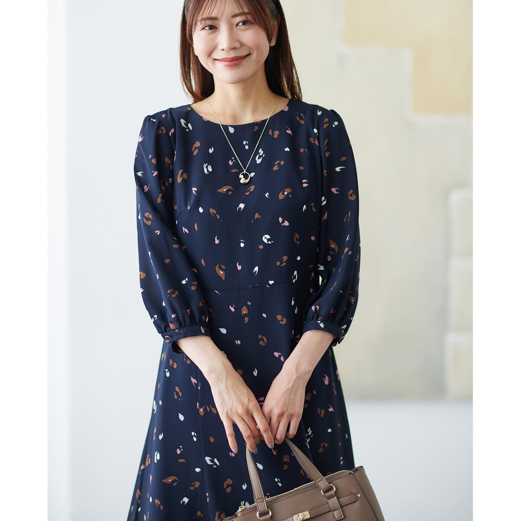 Reflect「【ウエストリボン付き】フレアプリントワンピース」|ワンピース|