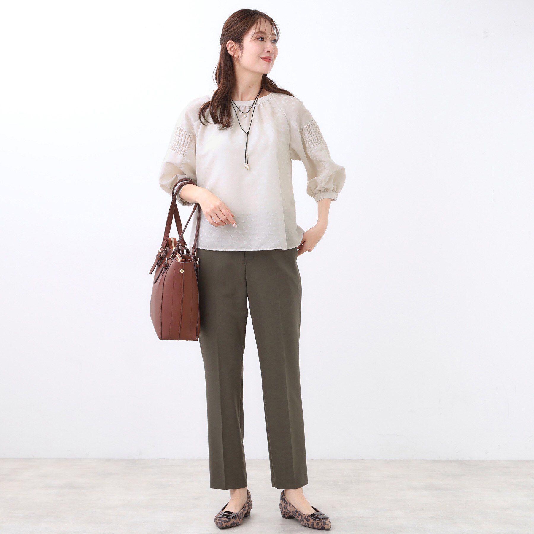 Reflect「【一枚で着映える◎】レオパード風ジャカードブラウス」|シャツ・ブラウス|