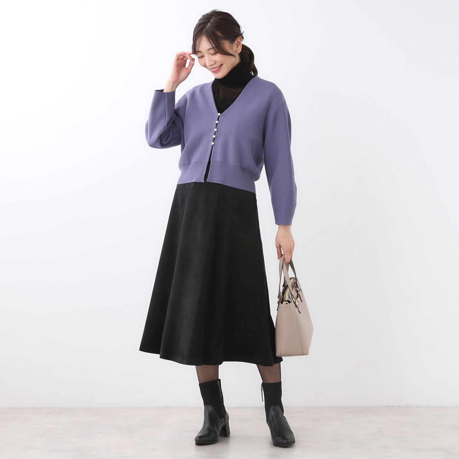 Reflect「【軽い羽織に◎／セットアップ可】パール調ボタン付きカーディガン」|カーディガン|