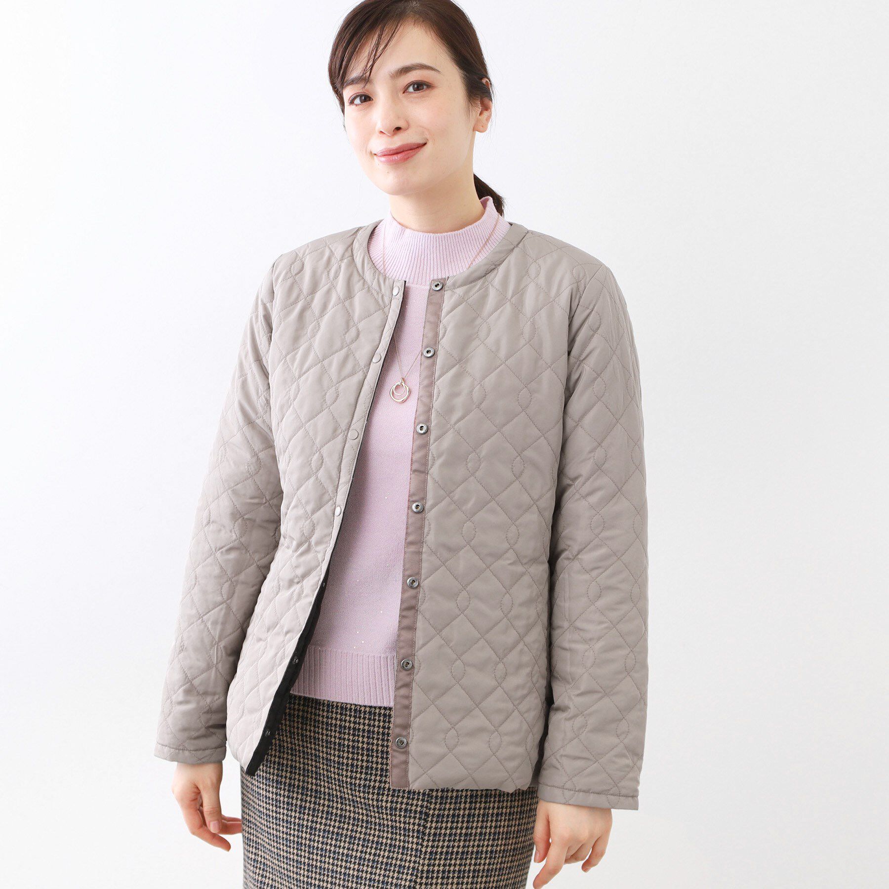 Reflect「【リバーシブルで着られる◎】ダイヤ柄キルトジャケット」|ダウン|