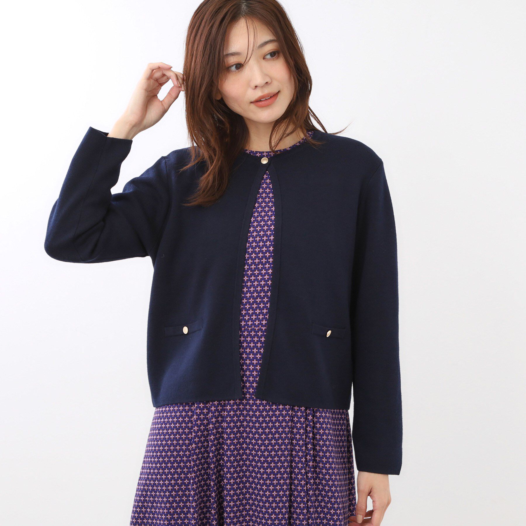 Reflect「【選べる5色／アンサンブル可】クルーネックカーディガン」|カーディガン|