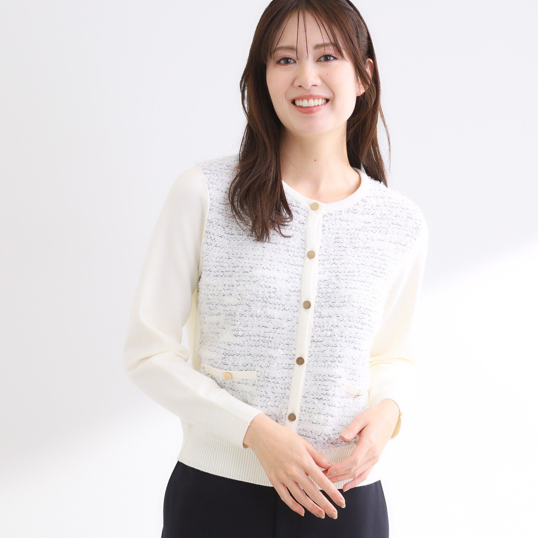 Reflect「【着映え◎】ツイード風ニットカーディガン」|カーディガン|