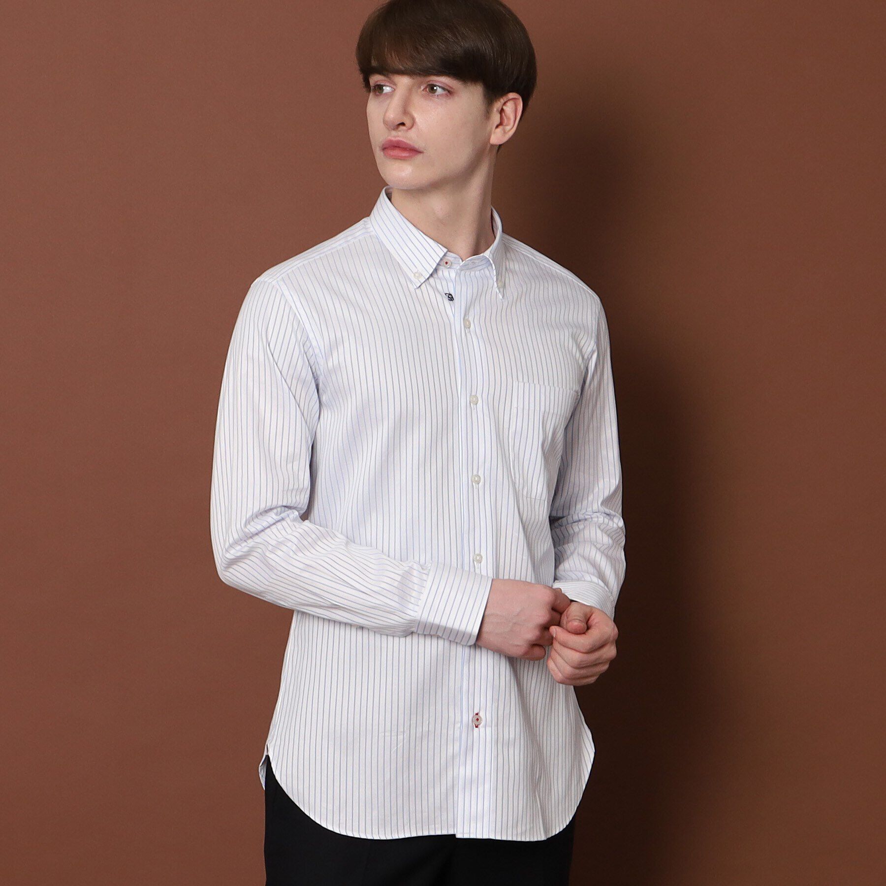 DRESSTERIOR「100／2 ヘリンボーンストライプ ボタンダウンシャツ」|シャツ・ブラウス|