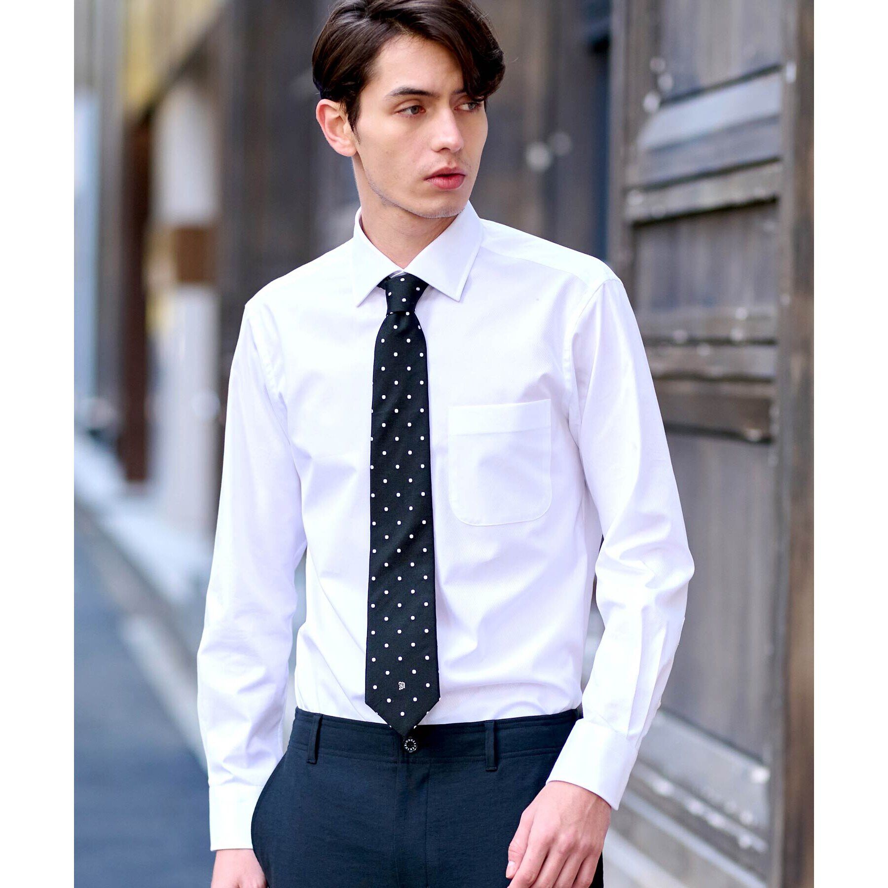 DRESSTERIOR「ワイドカラードレスシャツ」|シャツ・ブラウス|ホワイト(001)