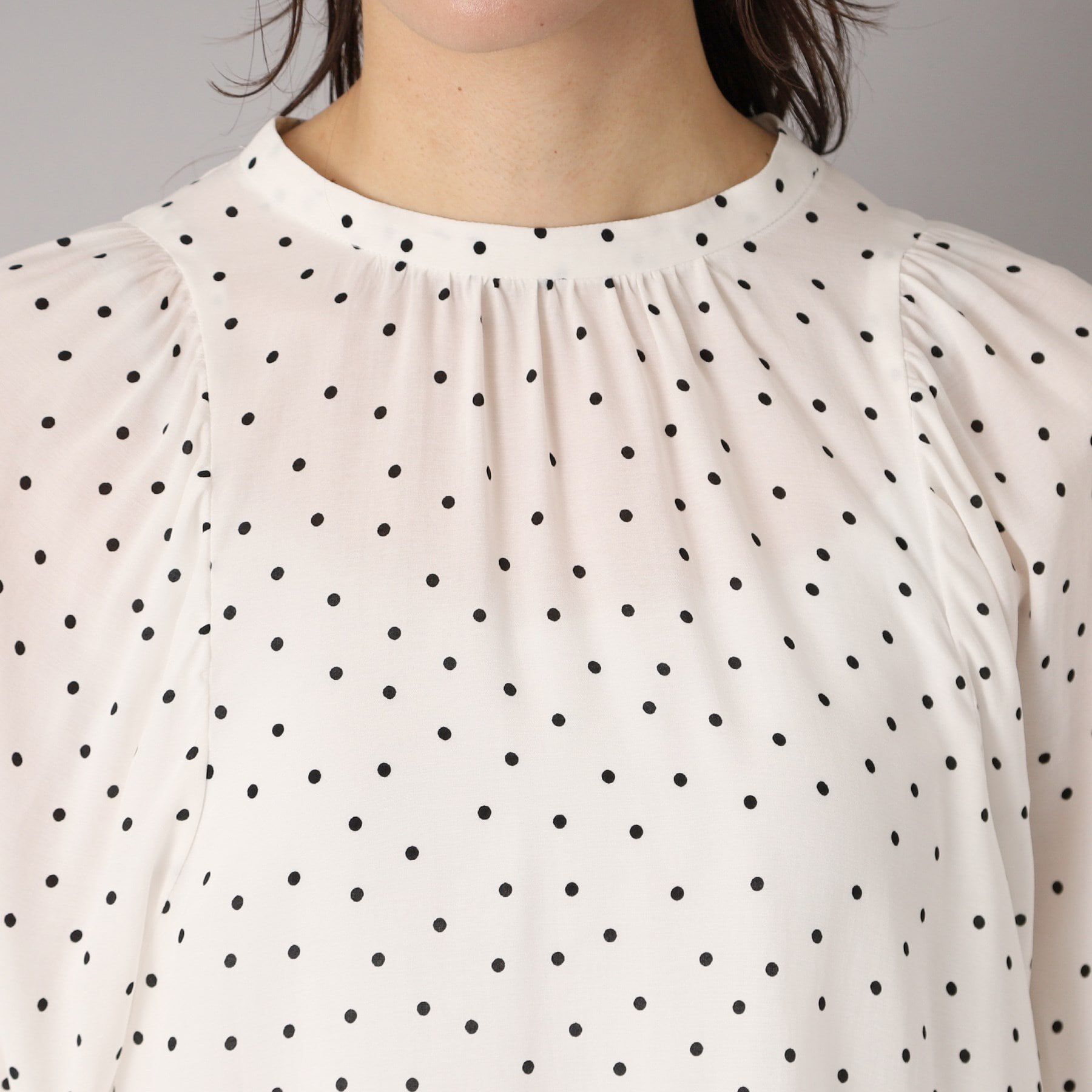 DRESSTERIOR「【洗える/日本製】ドットPTボリュームスリーブブラウス」|シャツ・ブラウス|
