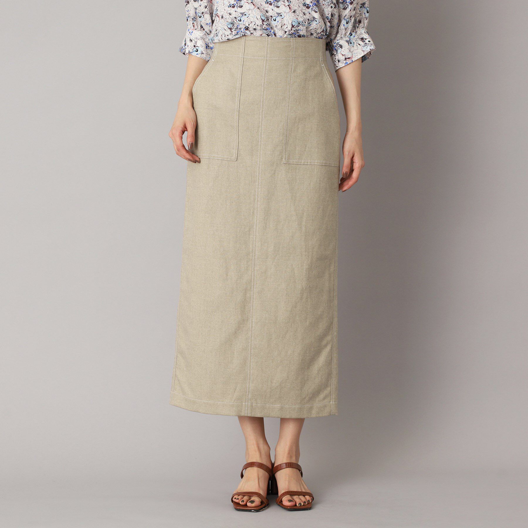 DRESSTERIOR「【洗える/後ろウエストゴム】リネンブレンドタイトスカート」|スカート|