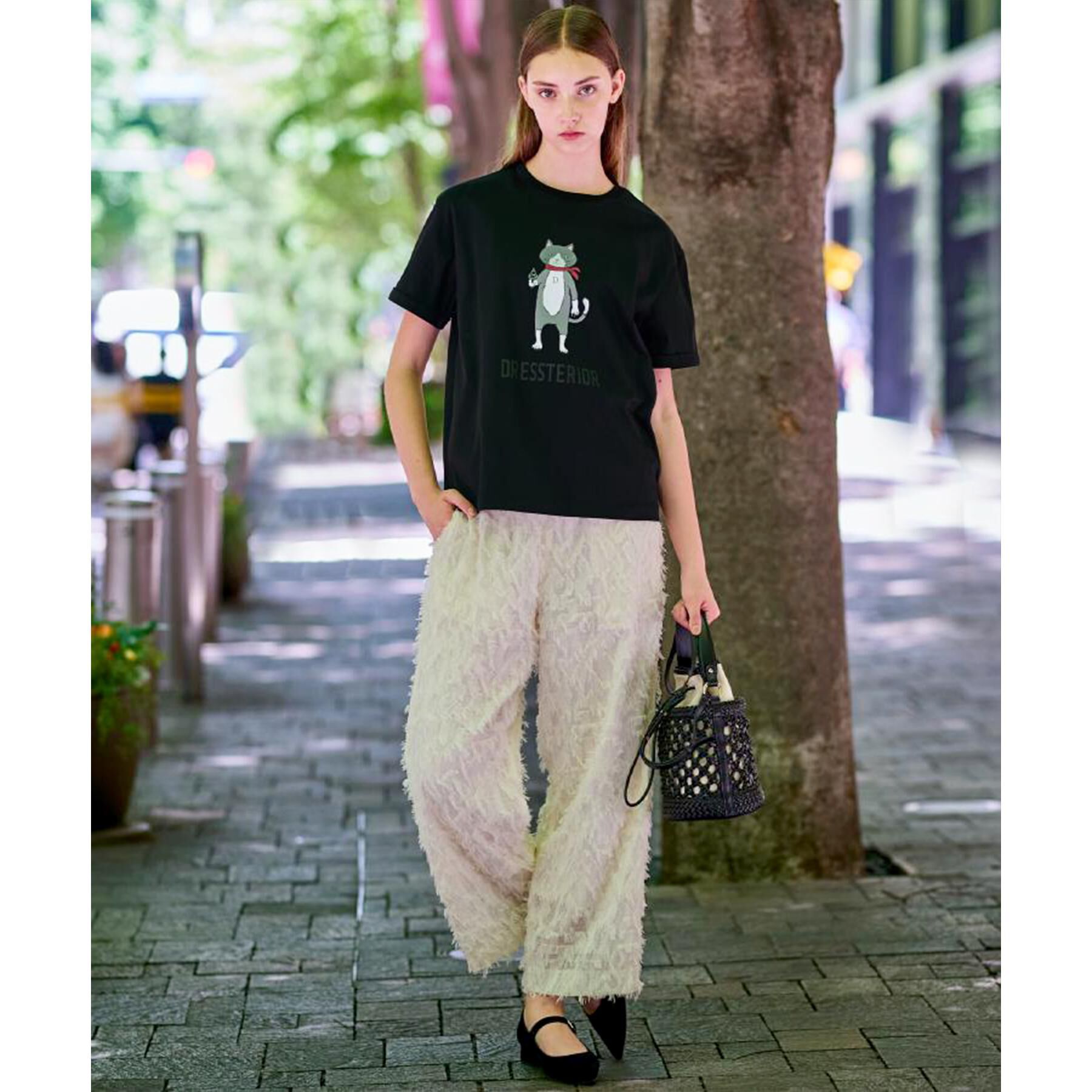 DRESSTERIOR「【接触冷感／抗菌防臭／消臭】アイスクリアコットンキャットTシャツ」|Tシャツ・カットソー|