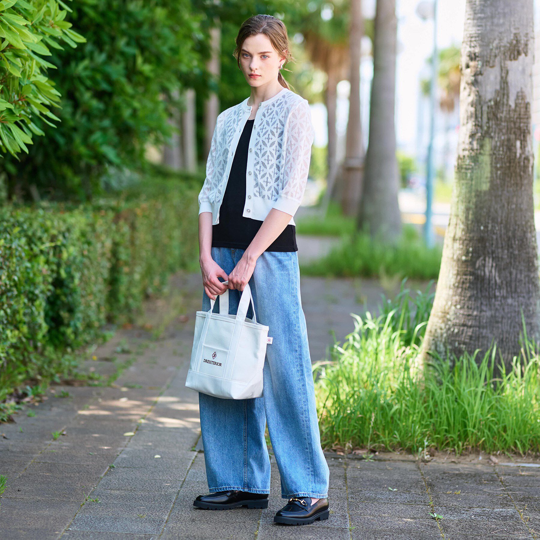 DRESSTERIOR「【洗える/シアー素材】オーバーラップレースハーフスリーブ」|カーディガン|