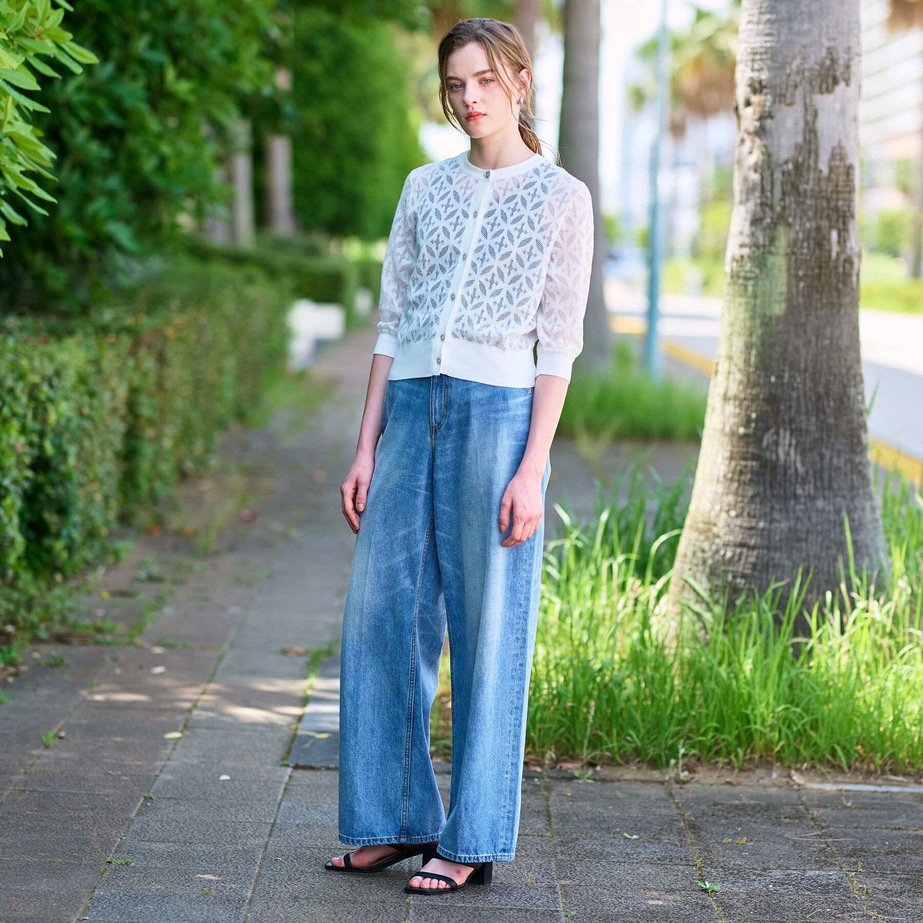 DRESSTERIOR「【洗える/シアー素材】オーバーラップレースハーフスリーブ」|カーディガン|