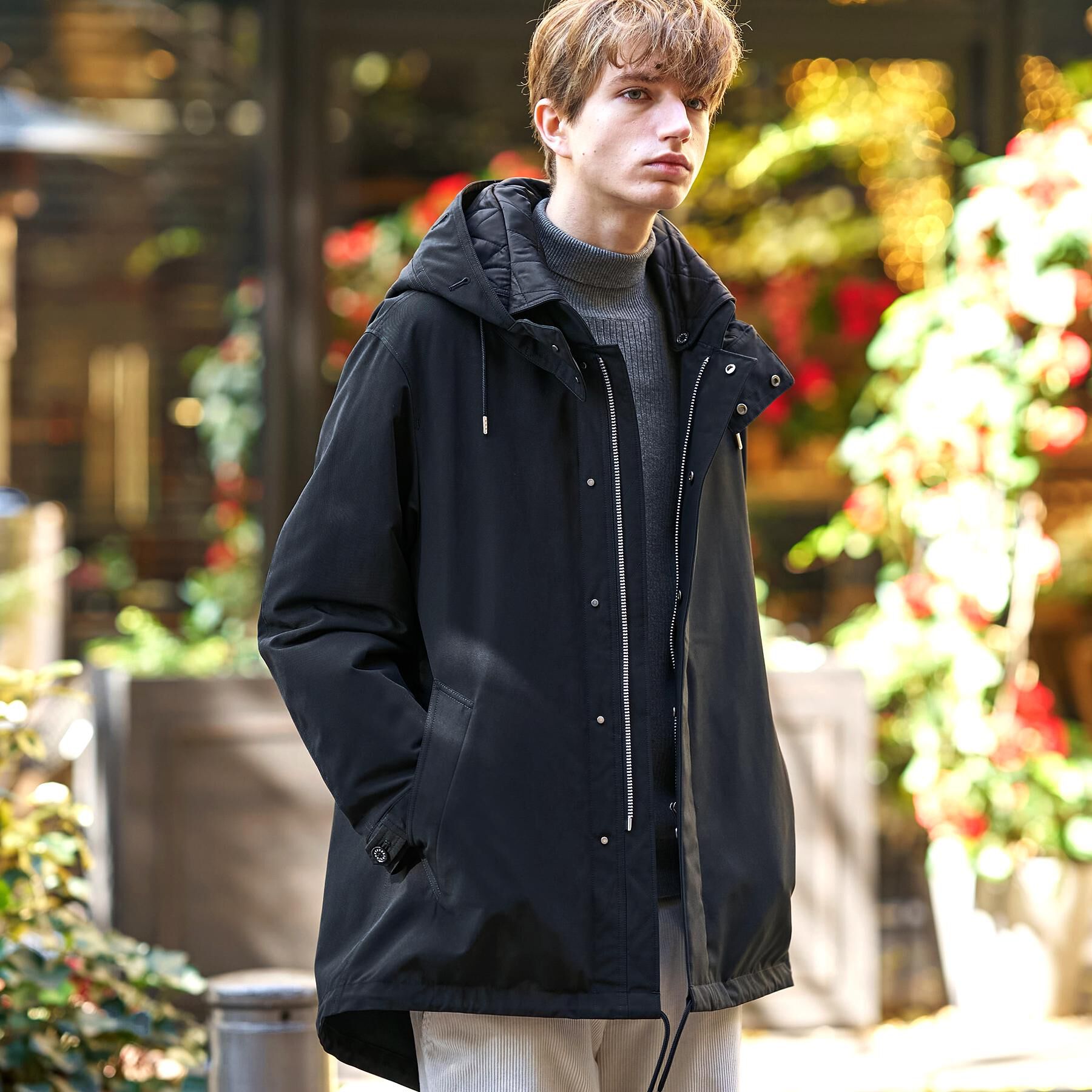 DRESSTERIOR「パデッドライト ショートモッズパーカー」|ミリタリー・モッズコート|ブラック(019)