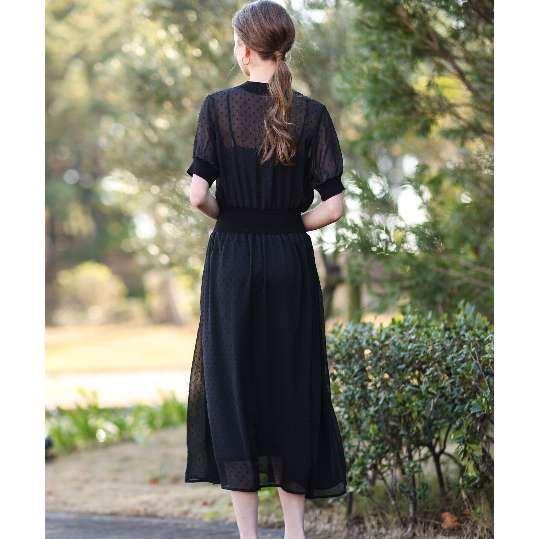 DRESSTERIOR「【otonaMUSE5月号掲載/ウォッシャブル】ドットカットジャガードドレス」|ワンピース|