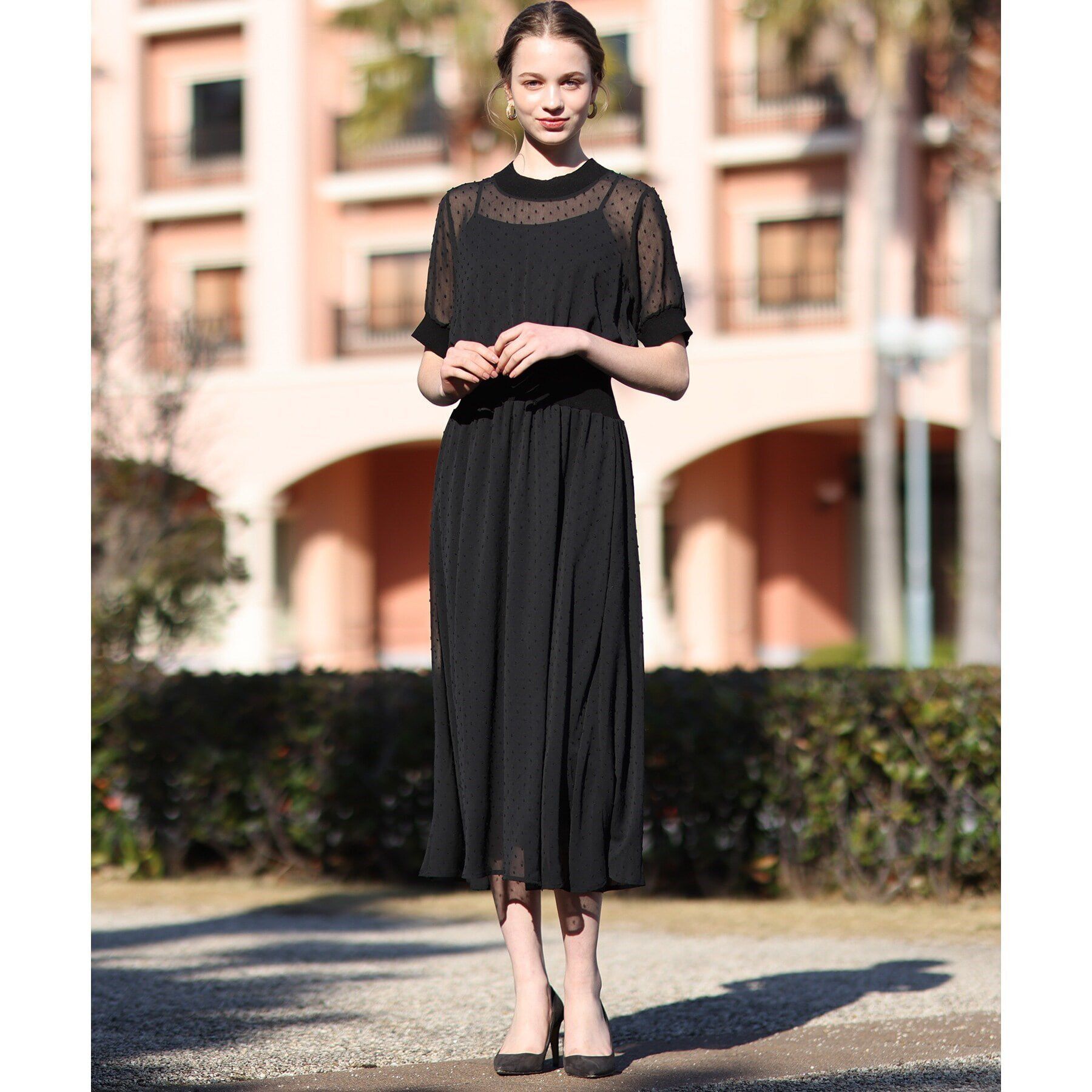 DRESSTERIOR「【otonaMUSE5月号掲載/ウォッシャブル】ドットカットジャガードドレス」|ワンピース|