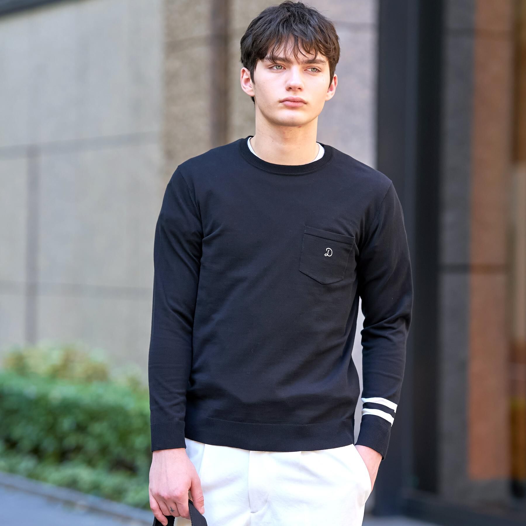 DRESSTERIOR「【ウォッシャブル】コットンシルク クルーニット」|ニット・セーター|ブラック(019)