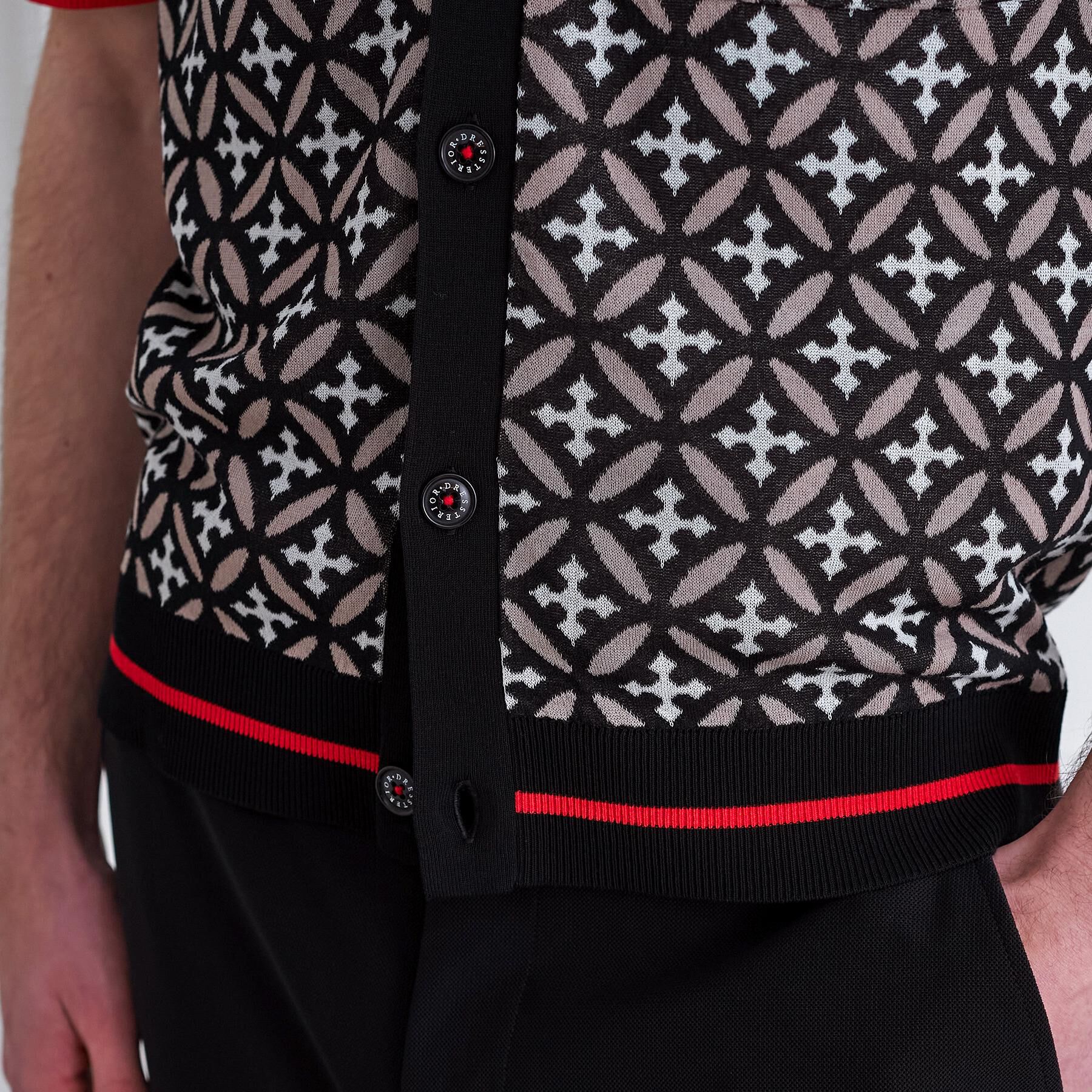 DRESSTERIOR「【ウォッシャブル】オーバーラップサークル ニットシャツ」|ニット・セーター|