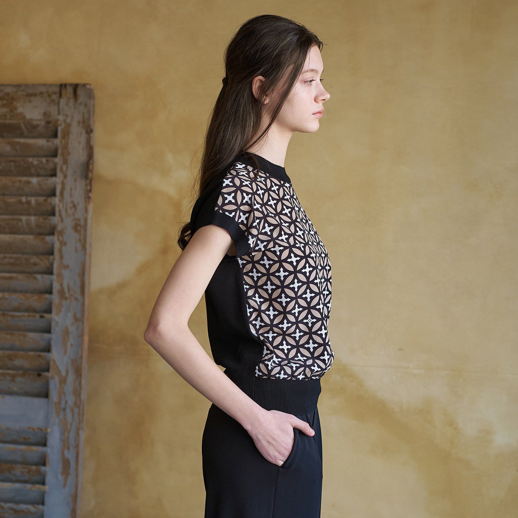 DRESSTERIOR「【otonaMUSE5月号掲載/ウォッシャブル】オーバーラップサークルコンビフレンチニット」|ニット・セーター|