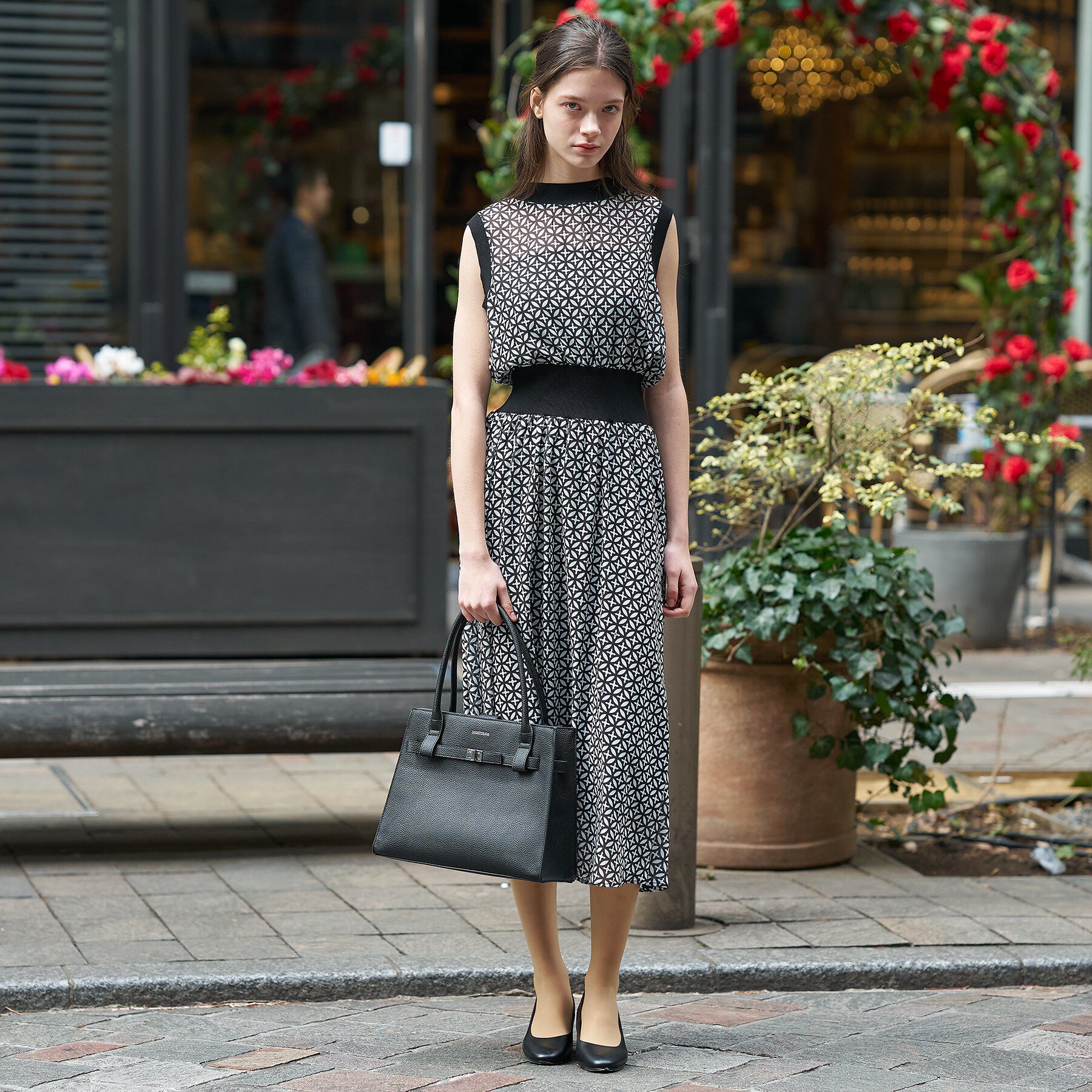 DRESSTERIOR「【ウォッシャブル】オーバーラップサークル シアーノースリーブドレス」|ワンピース|