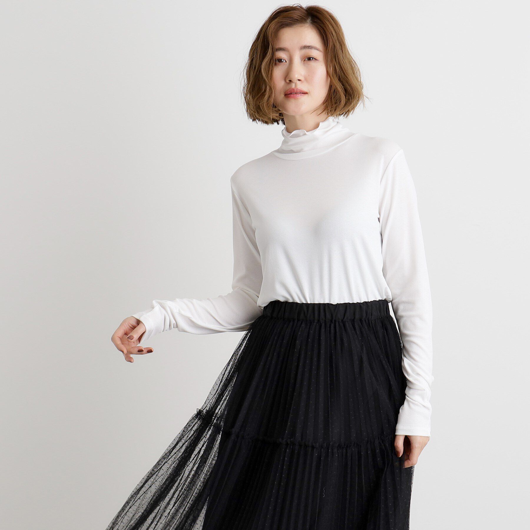 grove「レイヤードシアータートルプルオーバー」|Tシャツ・カットソー|オフホワイト(003