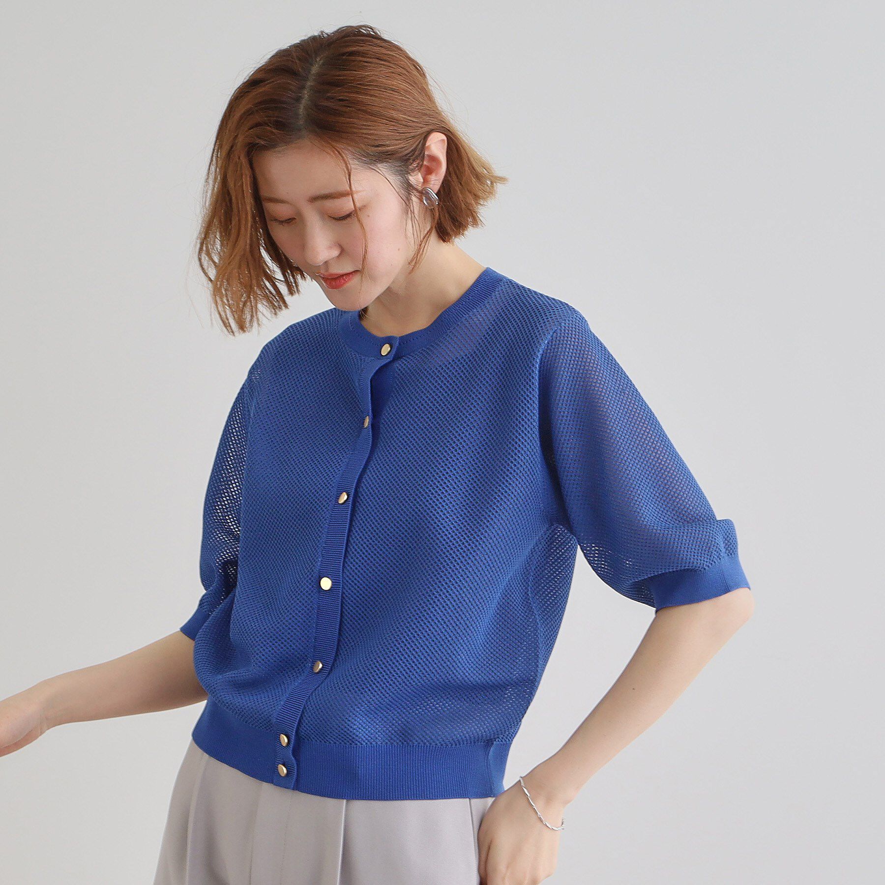 grove「1枚でも映える上品メッシュカーディガン」|カーディガン|