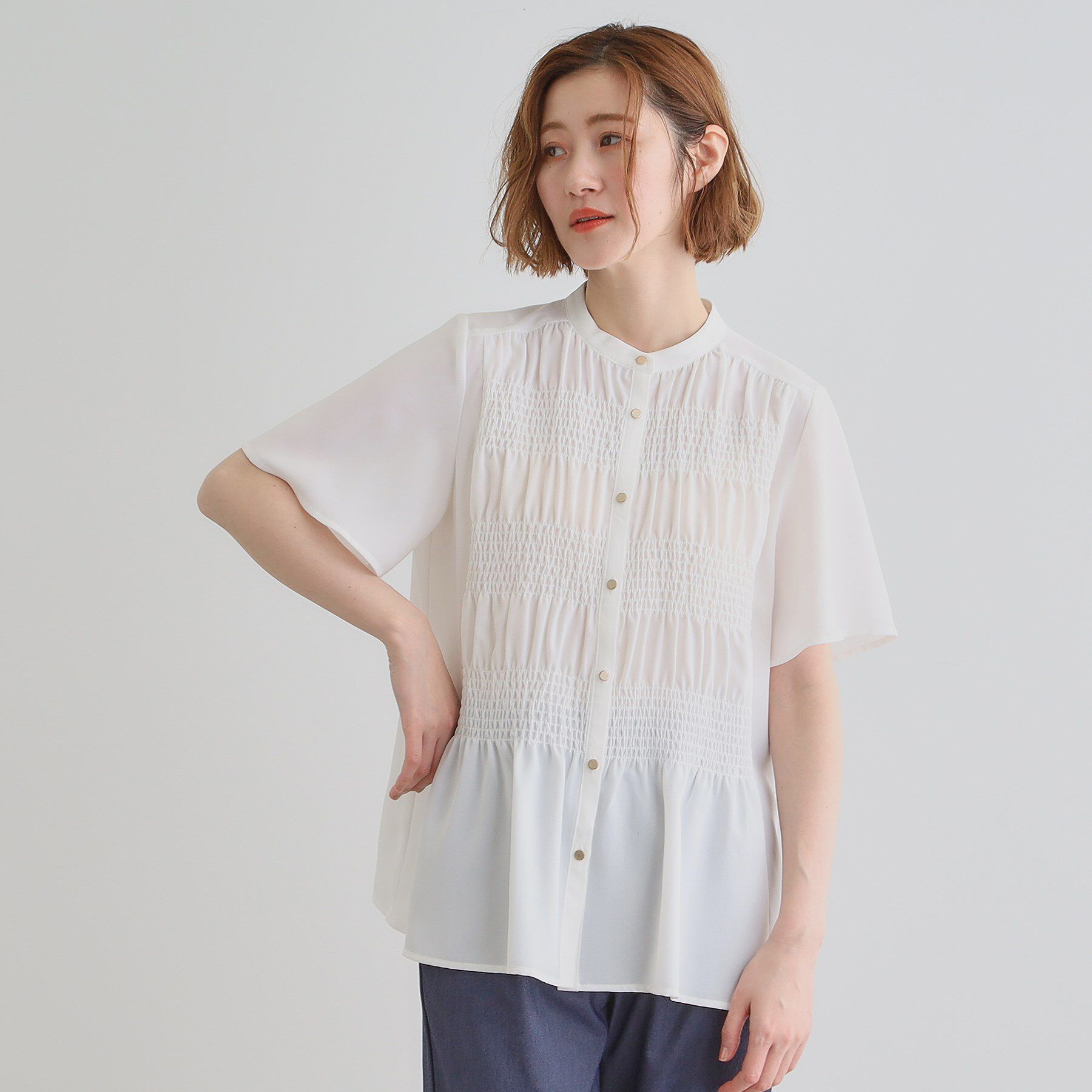 grove「大人の抜け感シアースラブシャーリングブラウス」|シャツ・ブラウス|