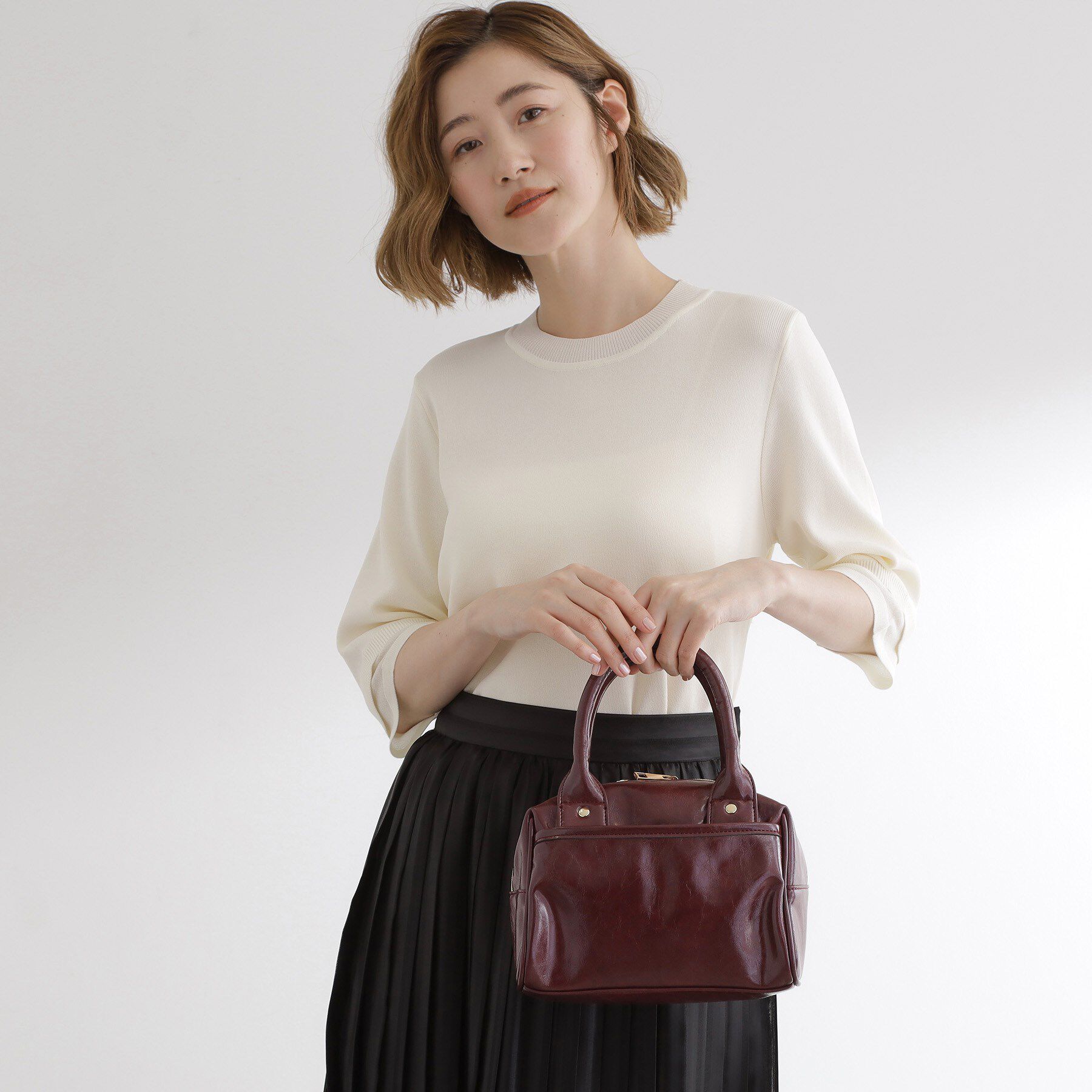 grove「ワイドハンドル2WAYボストンバッグ」|ボストンバッグ|ボルドー(064)