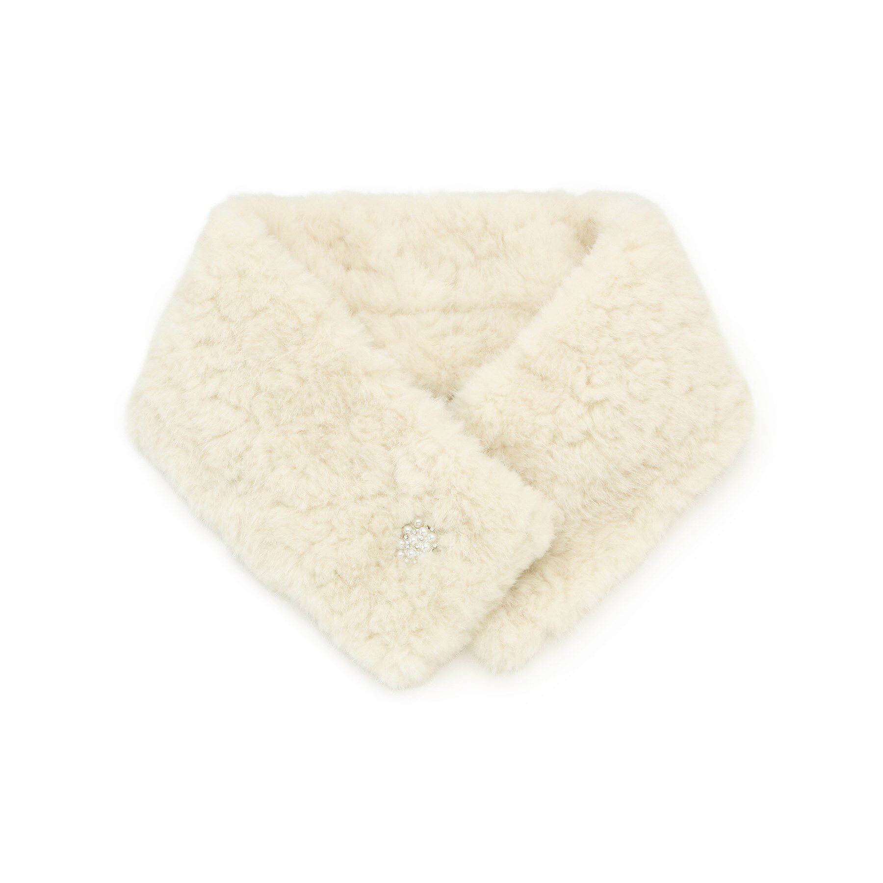 grove「ビジューコンパクトマグネットティペット」|ストール|アイボリー(004)