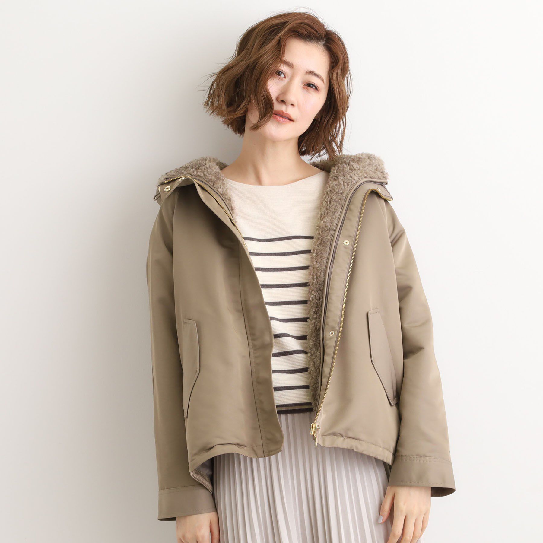 grove「【名品アウター/3WAY・はっ水】ボアライナー付マウンテンパーカ」|ブルゾン・スタジャン|モカ(054)