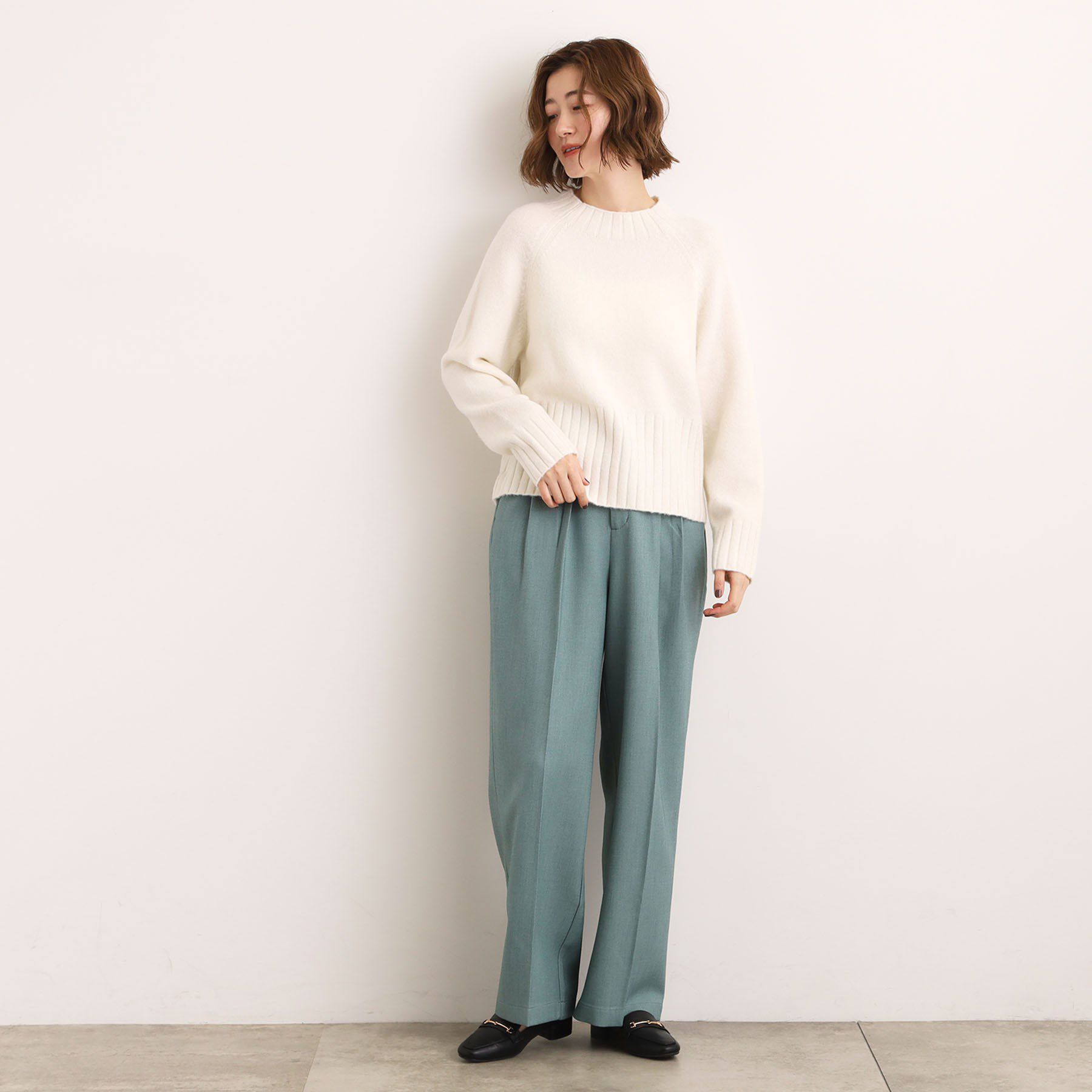 grove「【洗える】バックリブ切替ニット」|ニット・セーター|