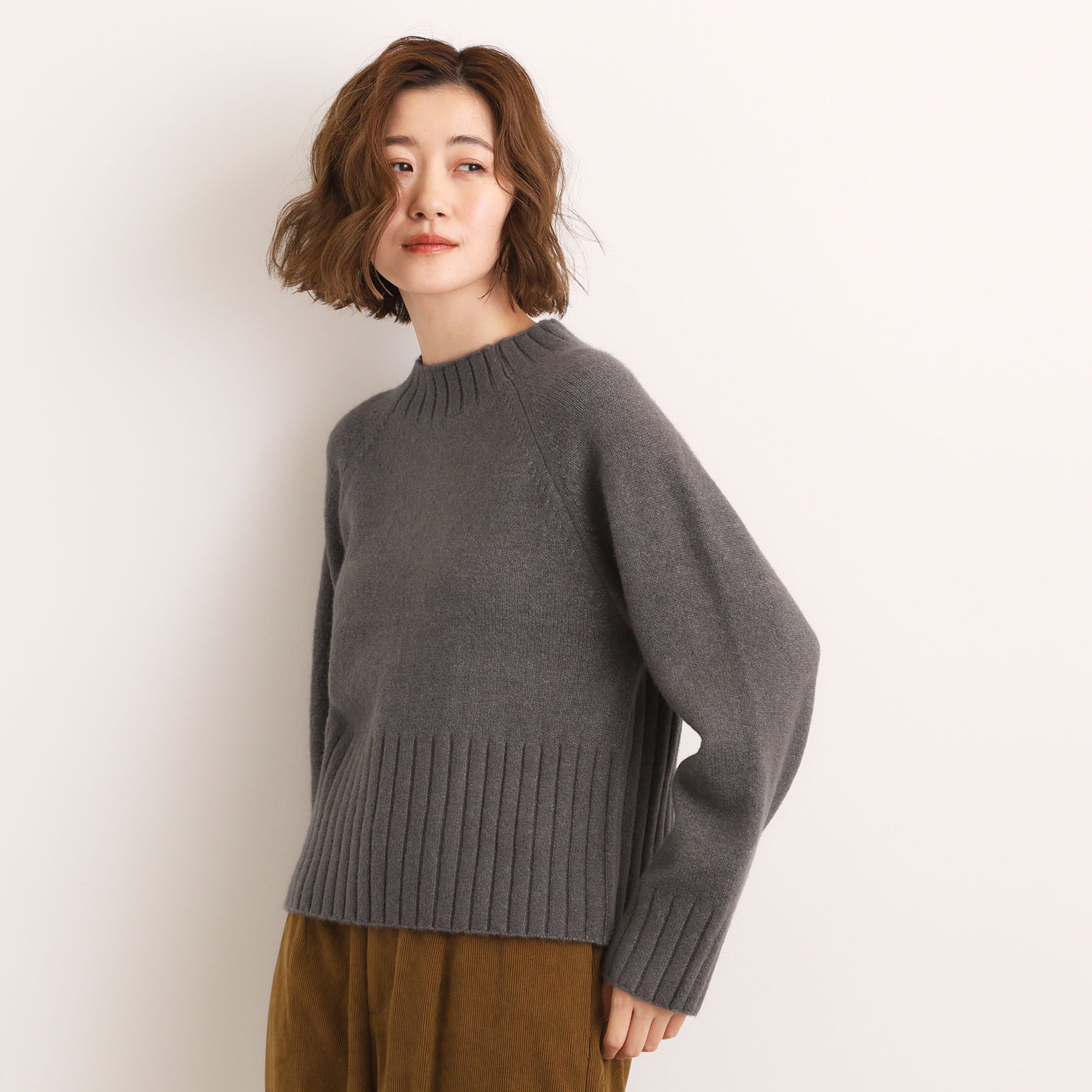 grove「【洗える】バックリブ切替ニット」|ニット・セーター|