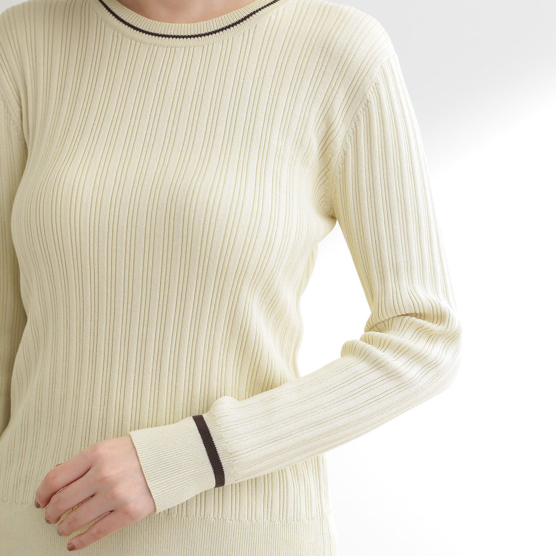 grove「【毛玉軽減】配色ラインランダムリブニット」|ニット・セーター|