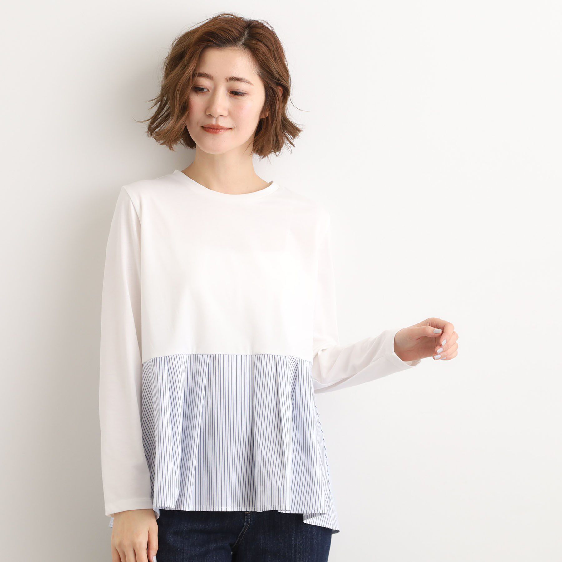 grove「裾切替タックペプラムTシャツ」|Tシャツ・カットソー|