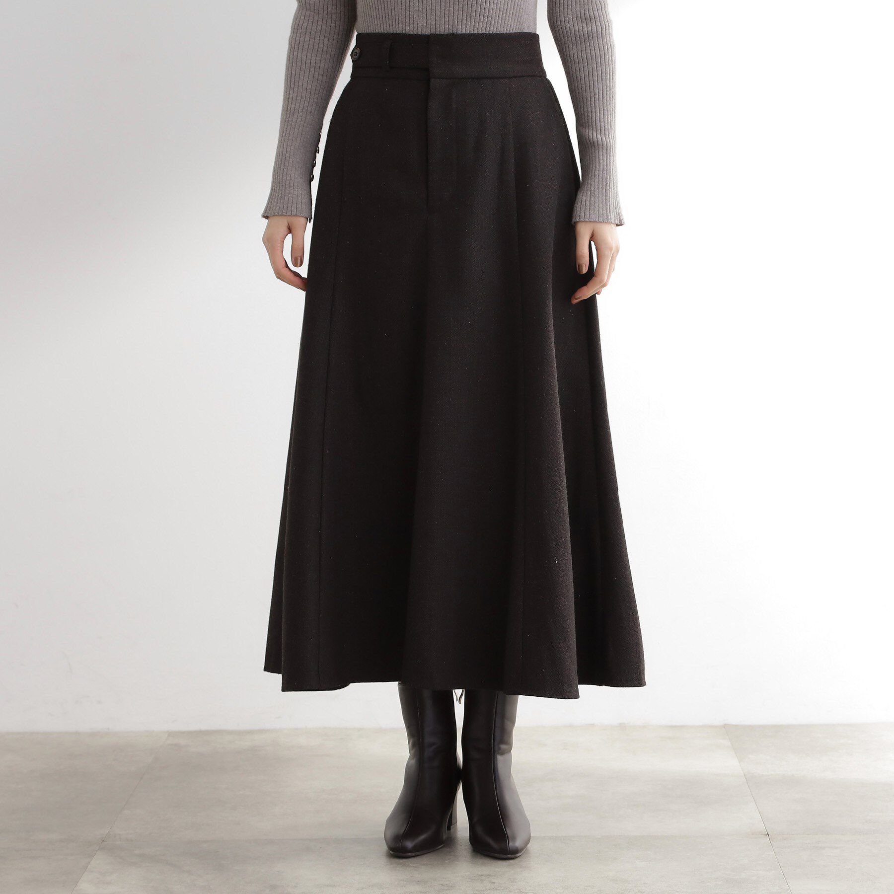 grove「へリンボンツイードフレアマキシスカート」|スカート|