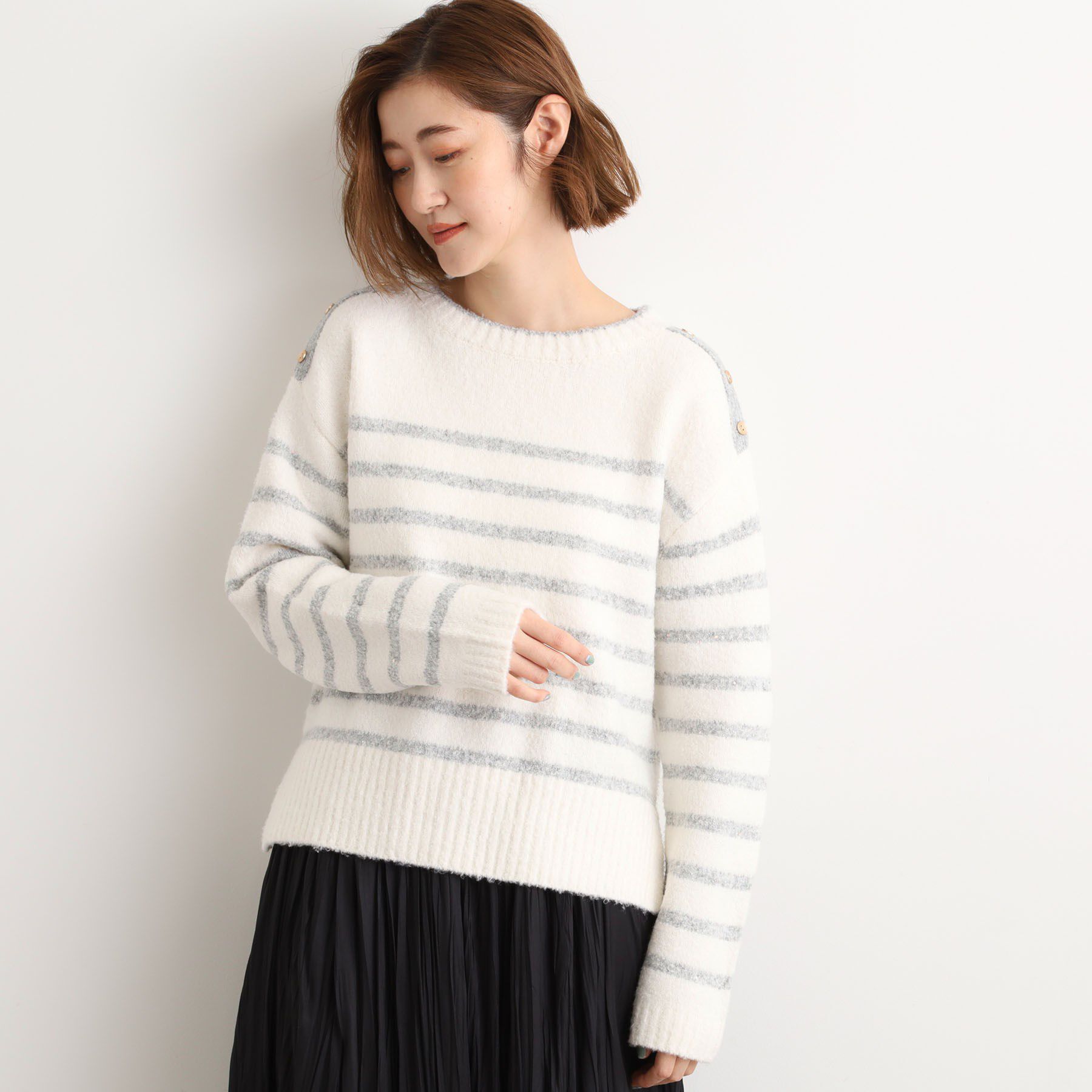 grove「ボーダーブークレーニット」|ニット・セーター|