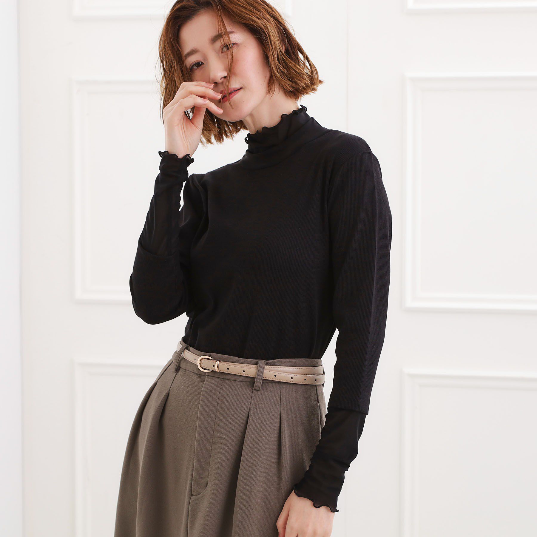 grove「シアー切替ハイネックプルオーバー」|Tシャツ・カットソー|