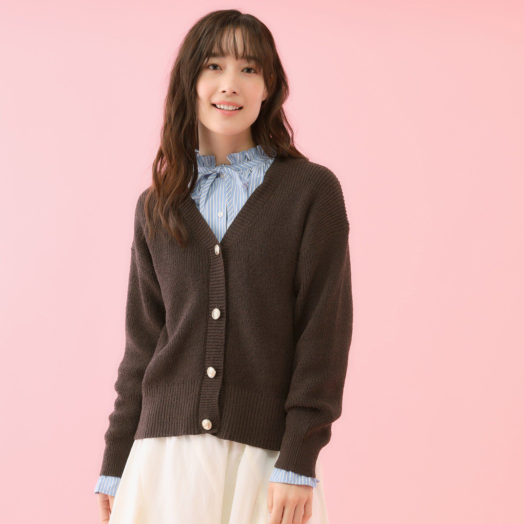 grove「【コラボITEM】Philly Chocolate ブークレカーディガン」|カーディガン|ブラウン(042)